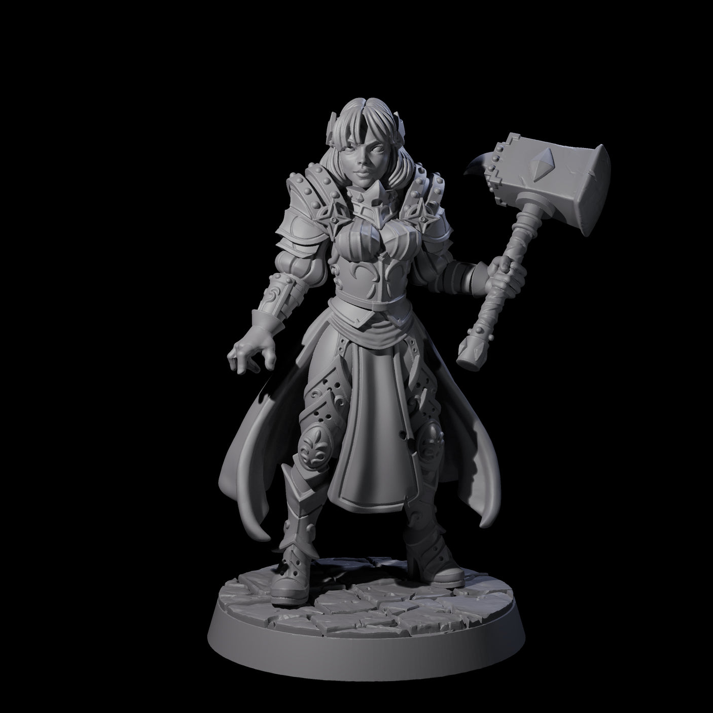 Mighty Hammer Fighter Miniature for Dungeons and Dragons, Pathfinder or other TTRPGs