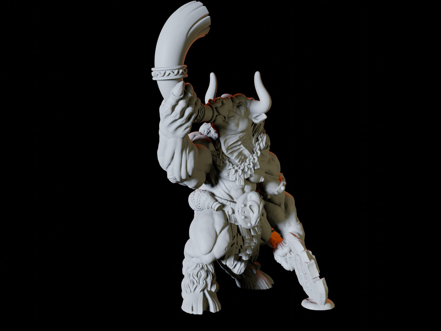 Minotaur blowing a horn Miniature for Dungeons and Dragons, Pathfinder or other TTRPGs