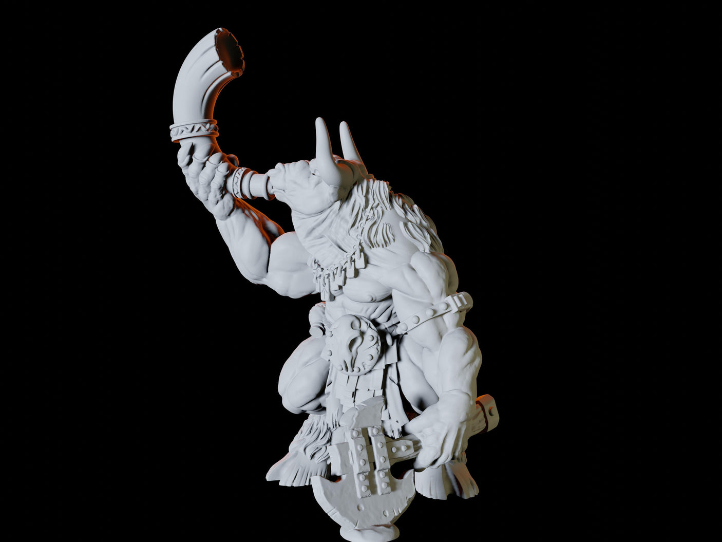 Minotaur blowing a horn Miniature for Dungeons and Dragons, Pathfinder or other TTRPGs