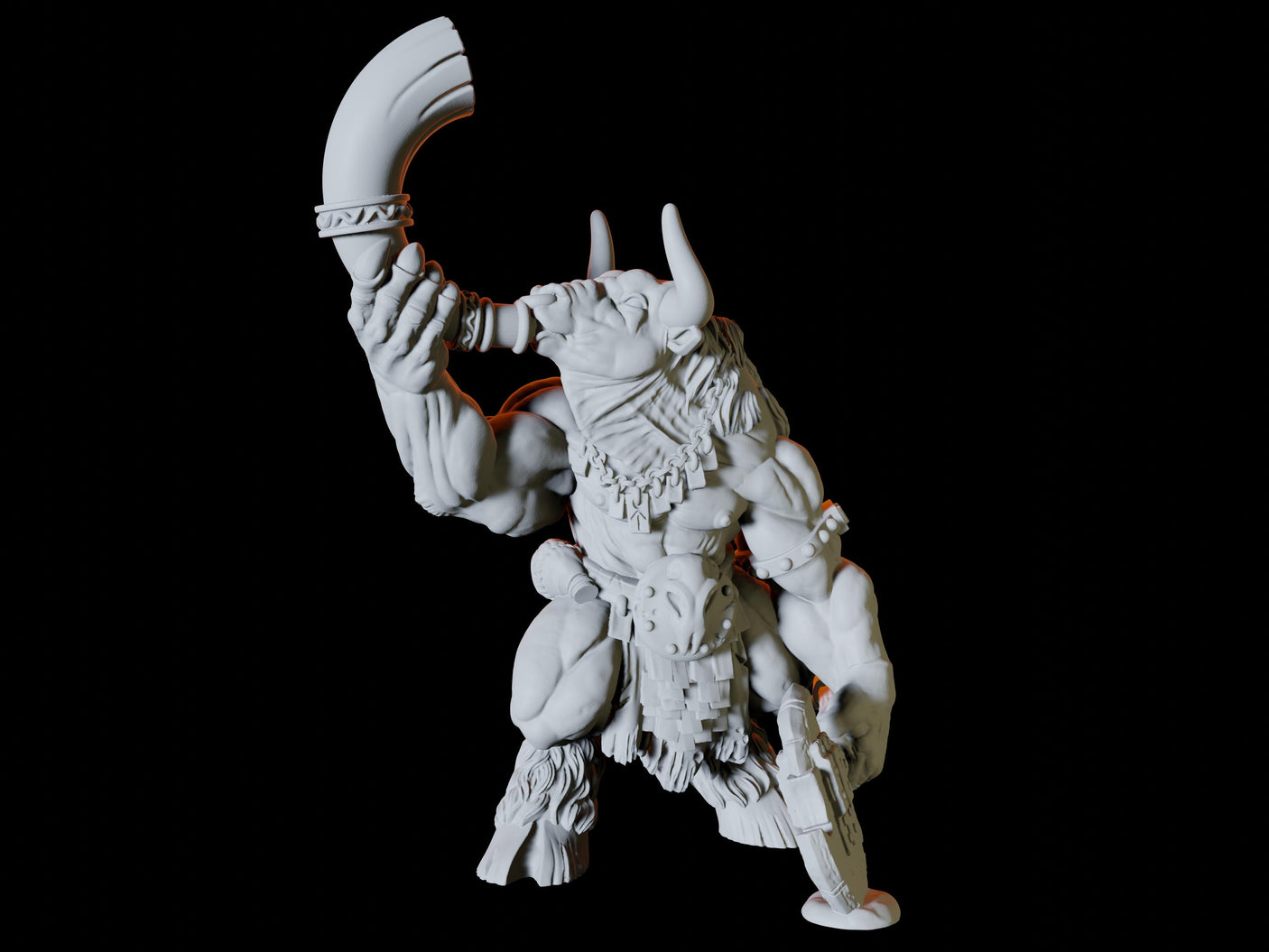 Minotaur blowing a horn Miniature for Dungeons and Dragons, Pathfinder or other TTRPGs