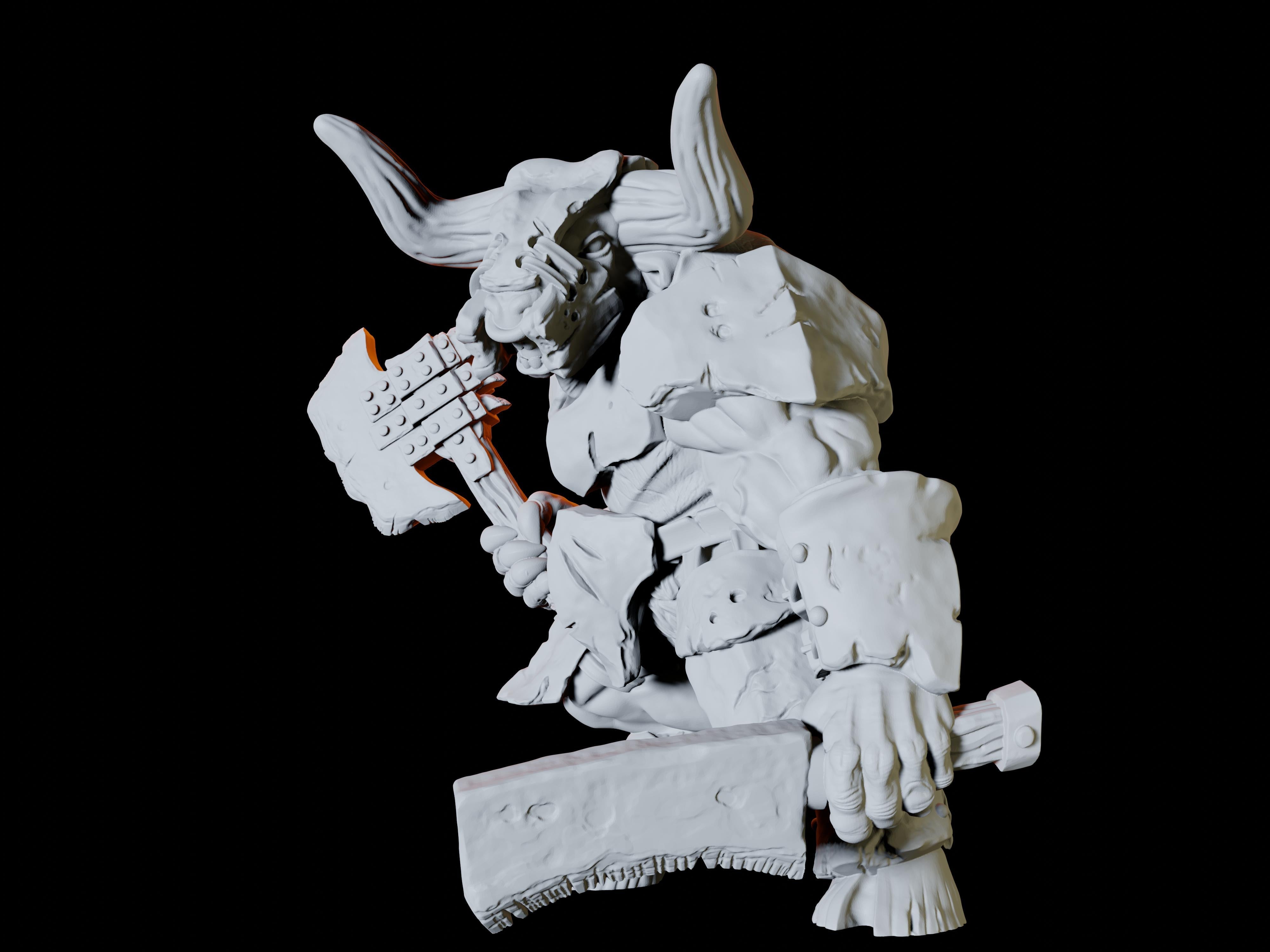 Axe Wielding Minotaur Miniature for Dungeons and Dragons - Myth Forged