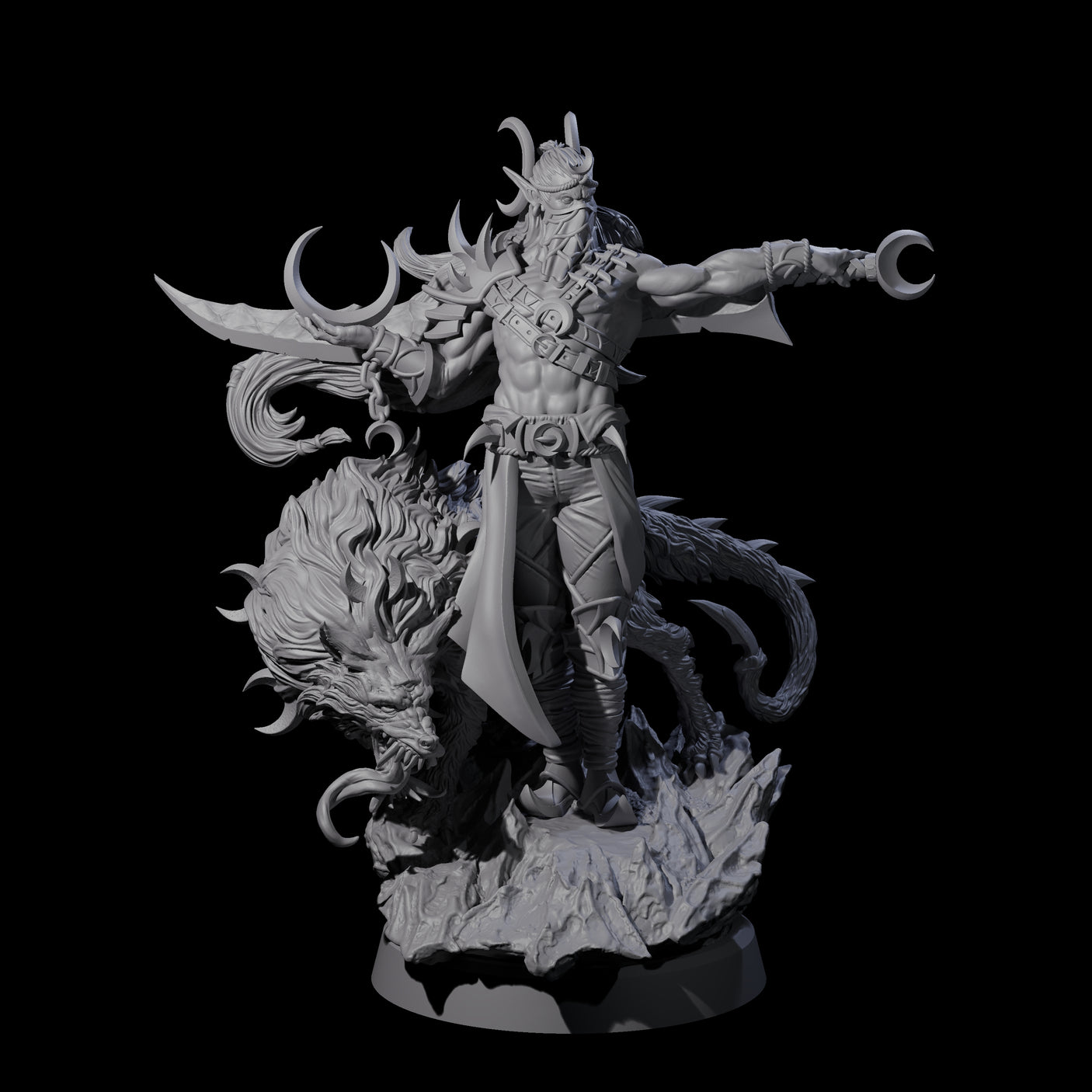 Moon Chaser Beast Master Miniature for Dungeons and Dragons, Pathfinder or other TTRPGs