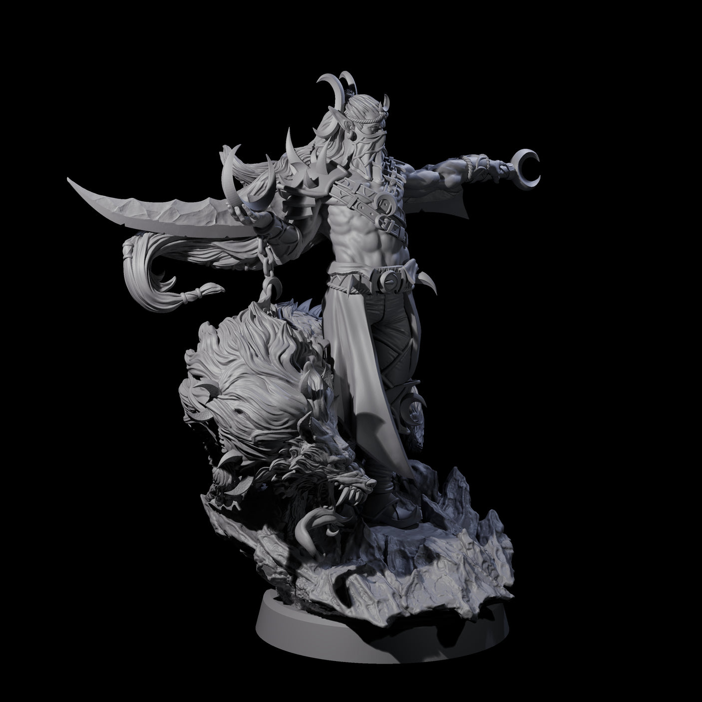 Moon Chaser Beast Master Miniature for Dungeons and Dragons, Pathfinder or other TTRPGs