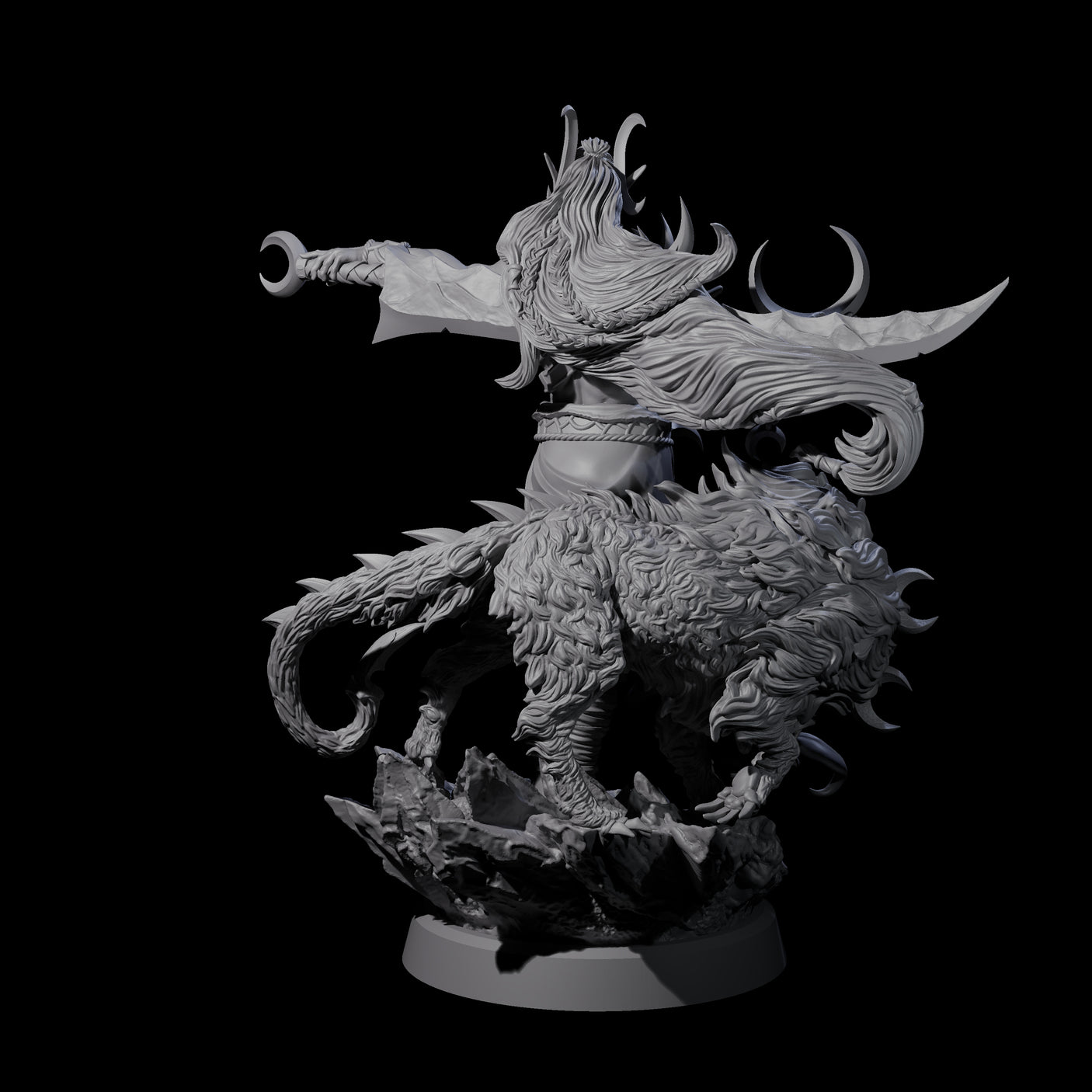 Moon Chaser Beast Master Miniature for Dungeons and Dragons, Pathfinder or other TTRPGs