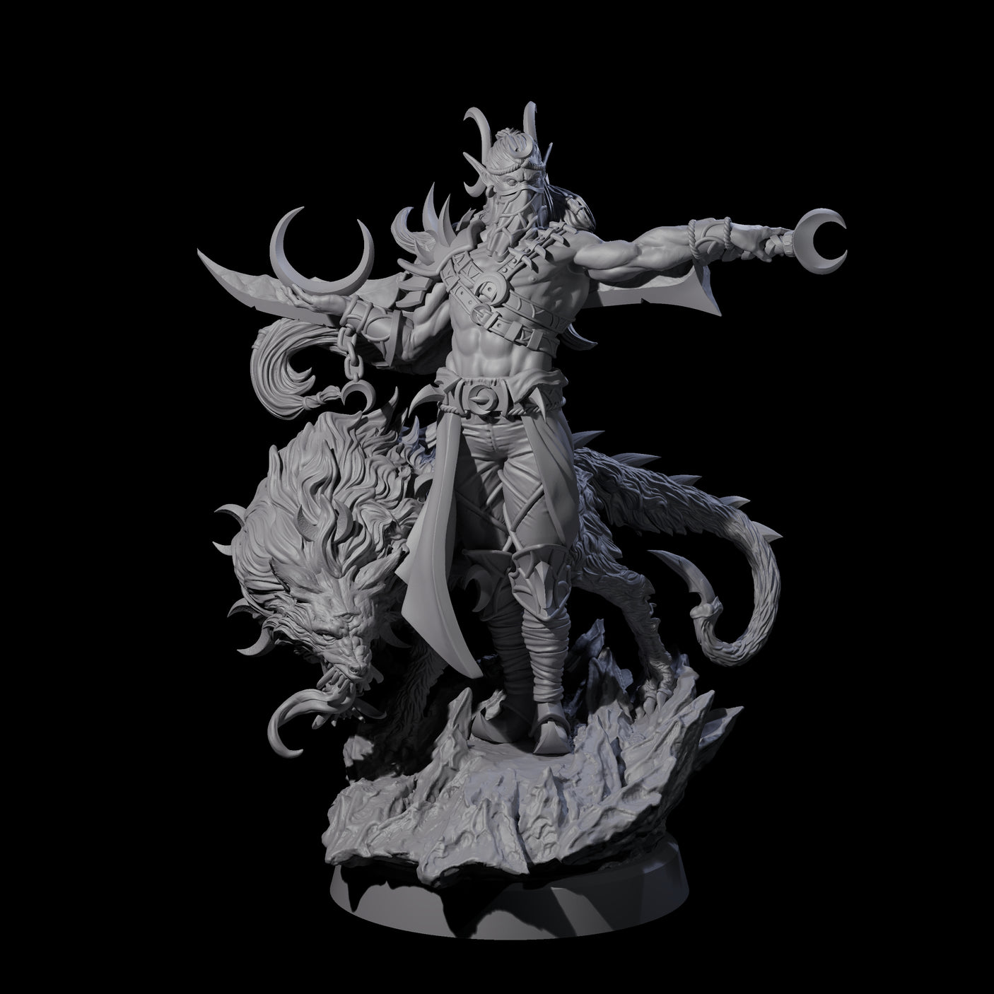 Moon Chaser Beast Master Miniature for Dungeons and Dragons, Pathfinder or other TTRPGs
