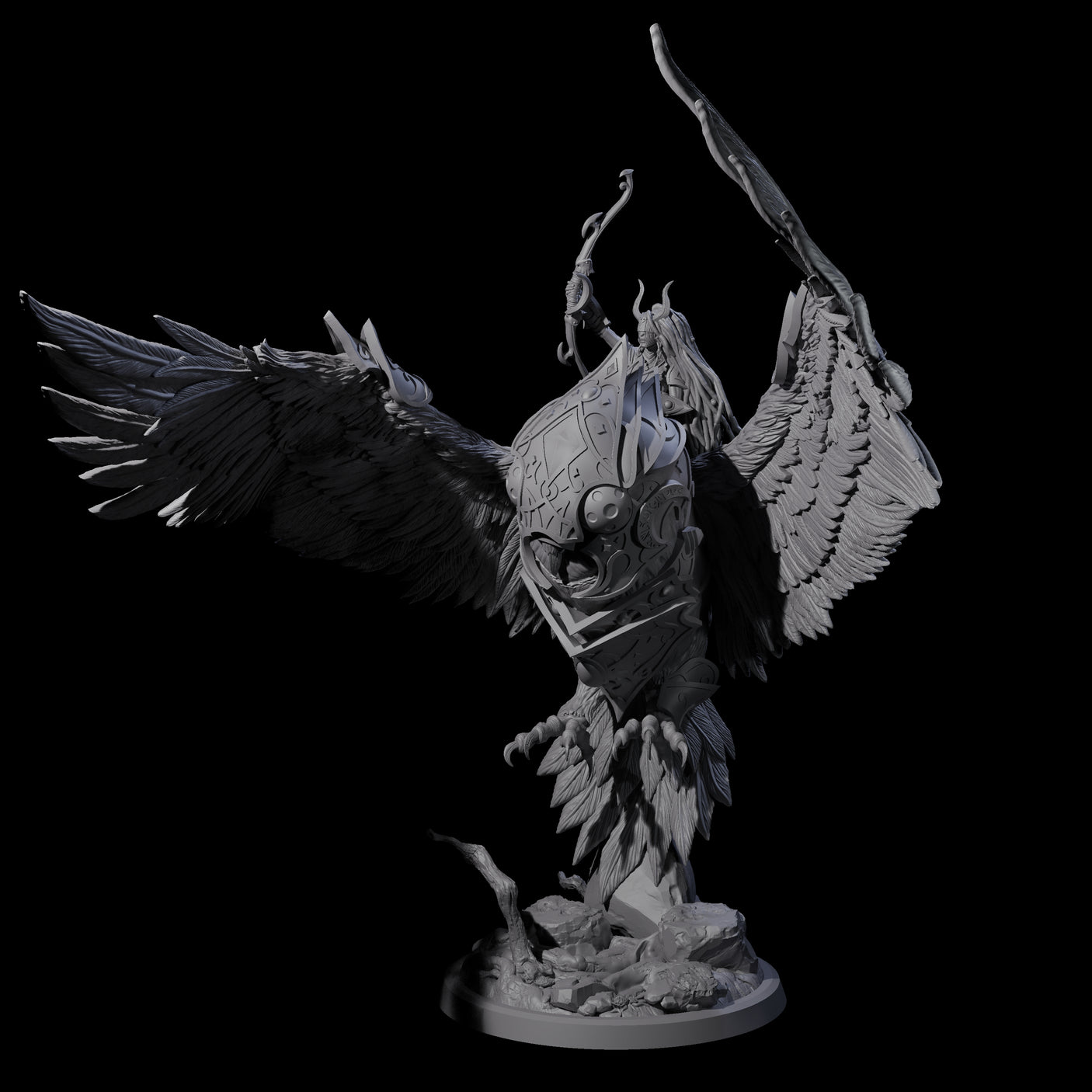 Moon Zealot with Giant Owl A Miniature for Dungeons and Dragons, Pathfinder or other TTRPGs