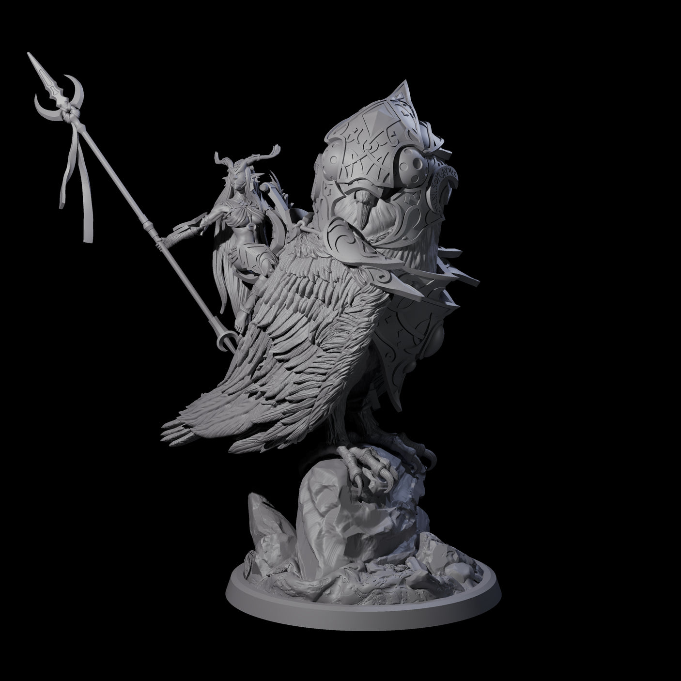 Moon Zealot with Giant Owl D Miniature for Dungeons and Dragons, Pathfinder or other TTRPGs