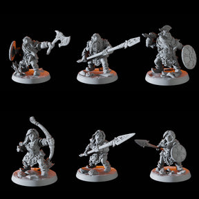 Mountain Dwarf Army - Six Minis Miniature for Dungeons and Dragons, Pathfinder or other TTRPGs