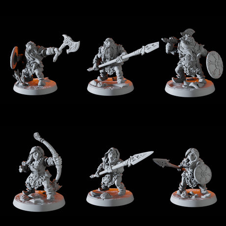 Mountain Dwarf Army - Six Minis Miniature for Dungeons and Dragons, Pathfinder or other TTRPGs