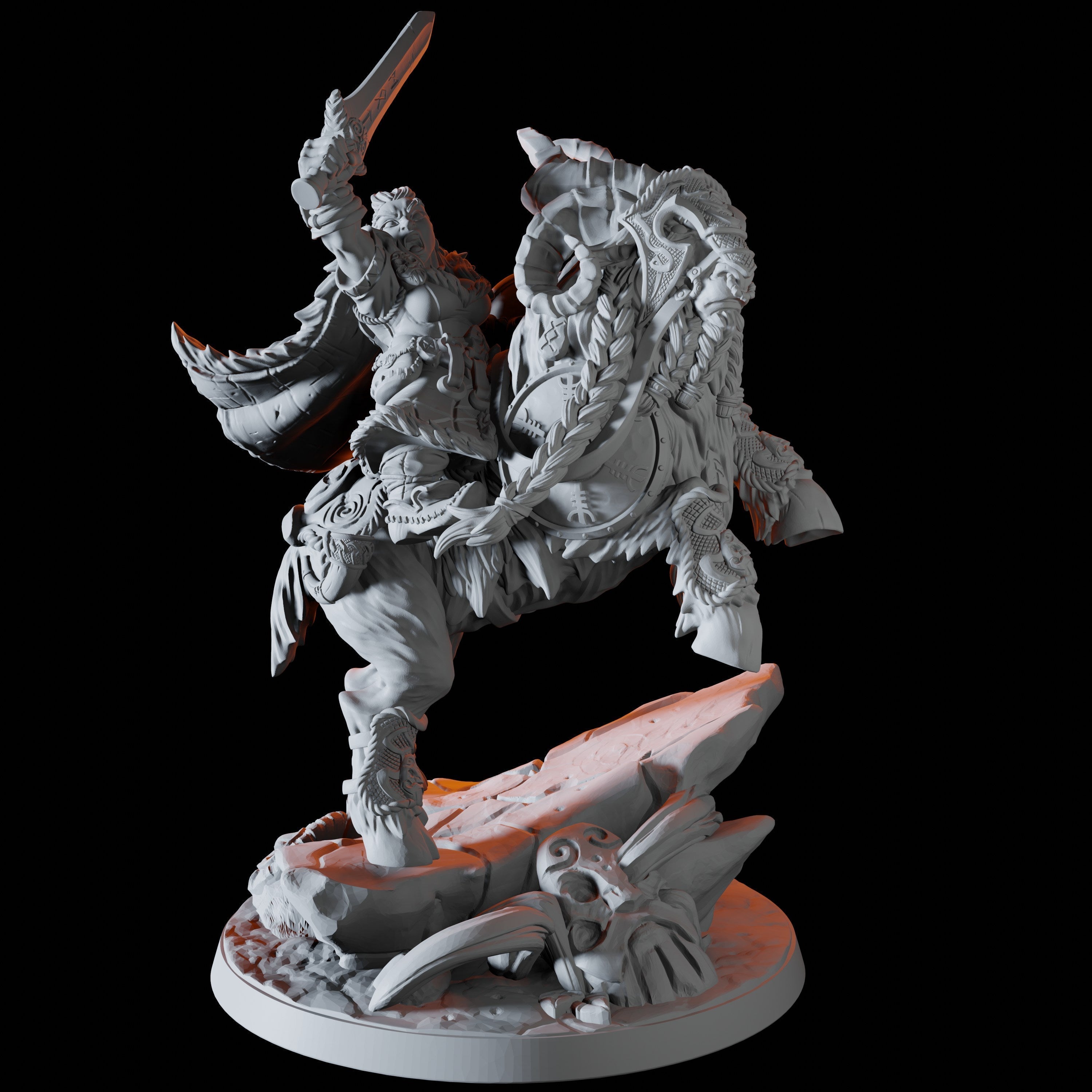 Mountain Dwarf Queen on Giant Ram Miniature for Dungeons and Dragons - Myth Forged