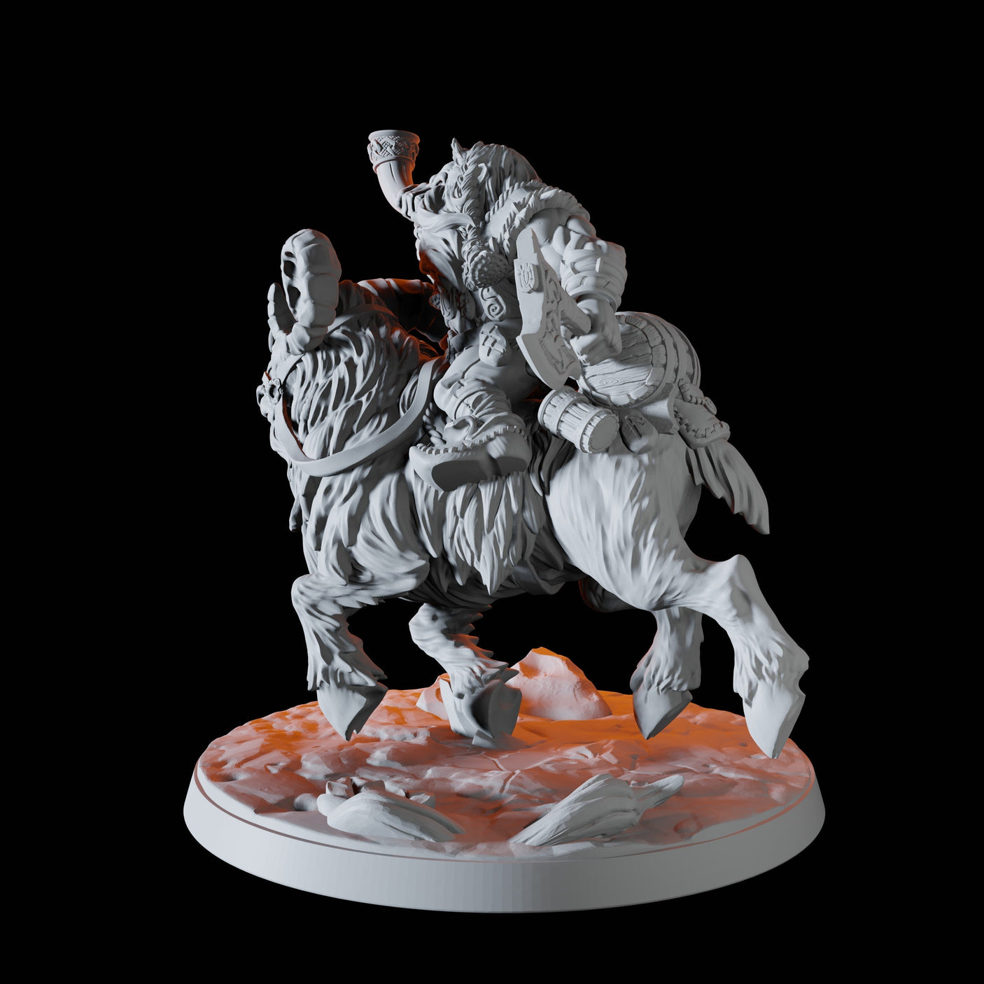 Mountain Dwarf on Giant Ram A Miniature for Dungeons and Dragons, Pathfinder or other TTRPGs