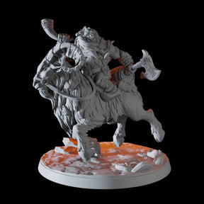 Mountain Dwarf on Giant Ram A Miniature for Dungeons and Dragons, Pathfinder or other TTRPGs