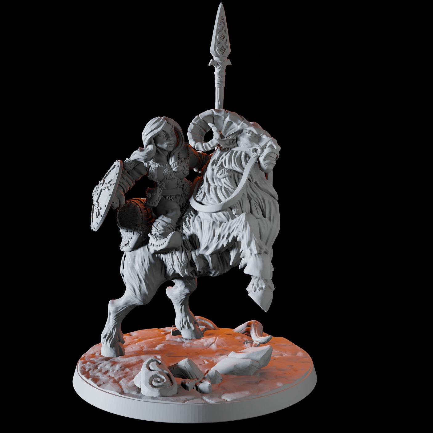 Mountain Dwarf on Giant Ram C Miniature for Dungeons and Dragons, Pathfinder or other TTRPGs