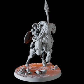 Mountain Dwarf on Giant Ram C Miniature for Dungeons and Dragons, Pathfinder or other TTRPGs