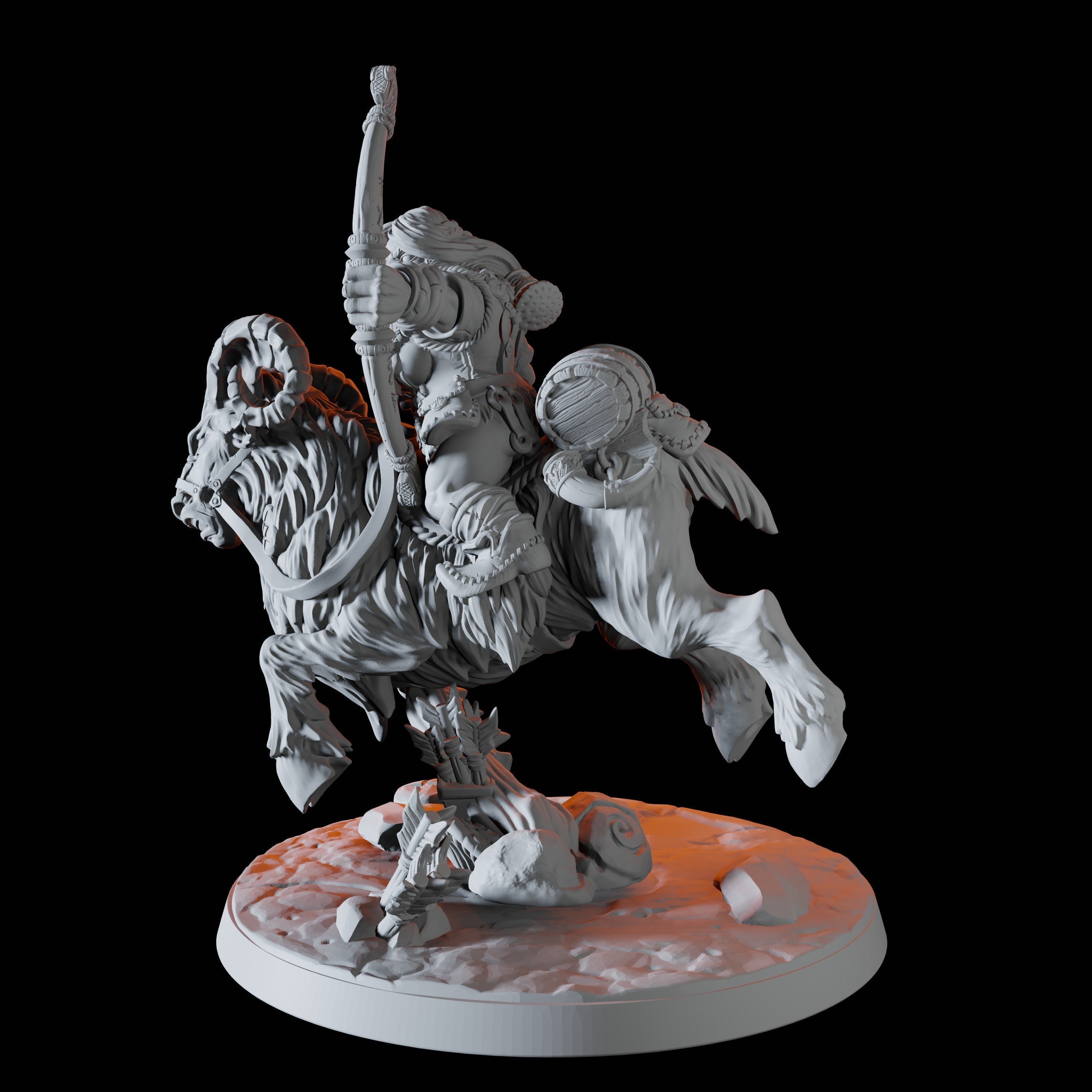 Mountain Dwarf on Giant Ram Miniature D for Dungeons and Dragons - Myth Forged