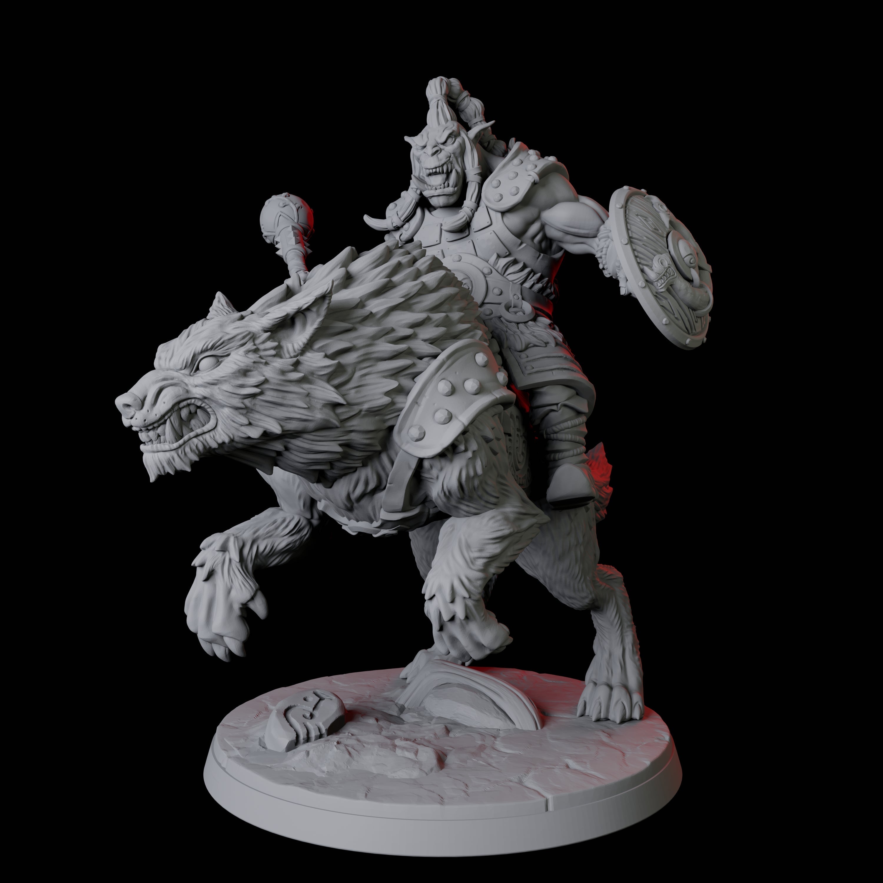 Mountain Orc on Wolf A Miniature for Dungeons and Dragons, Pathfinder or other TTRPGs