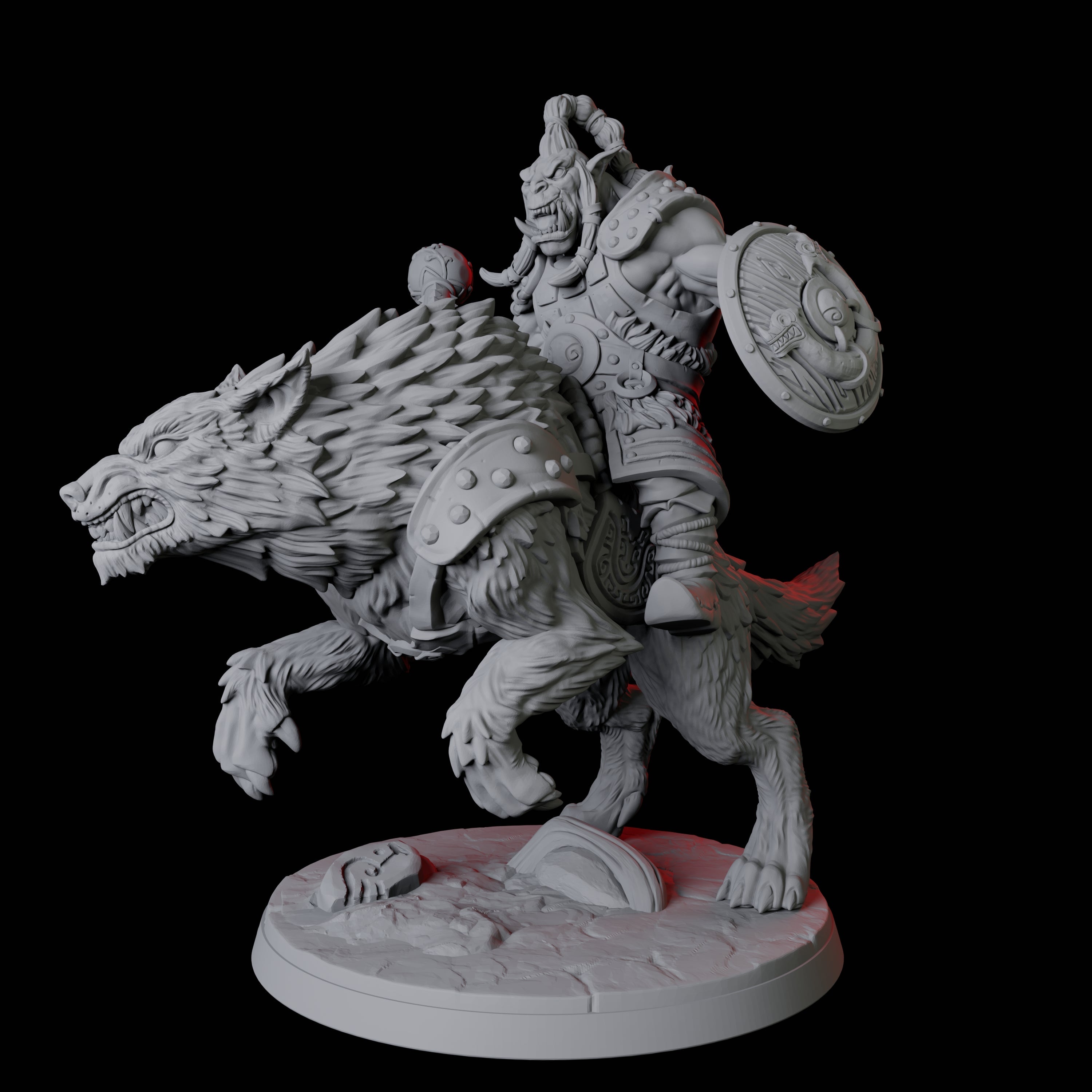 Mountain Orc on Wolf A Miniature for Dungeons and Dragons, Pathfinder or other TTRPGs