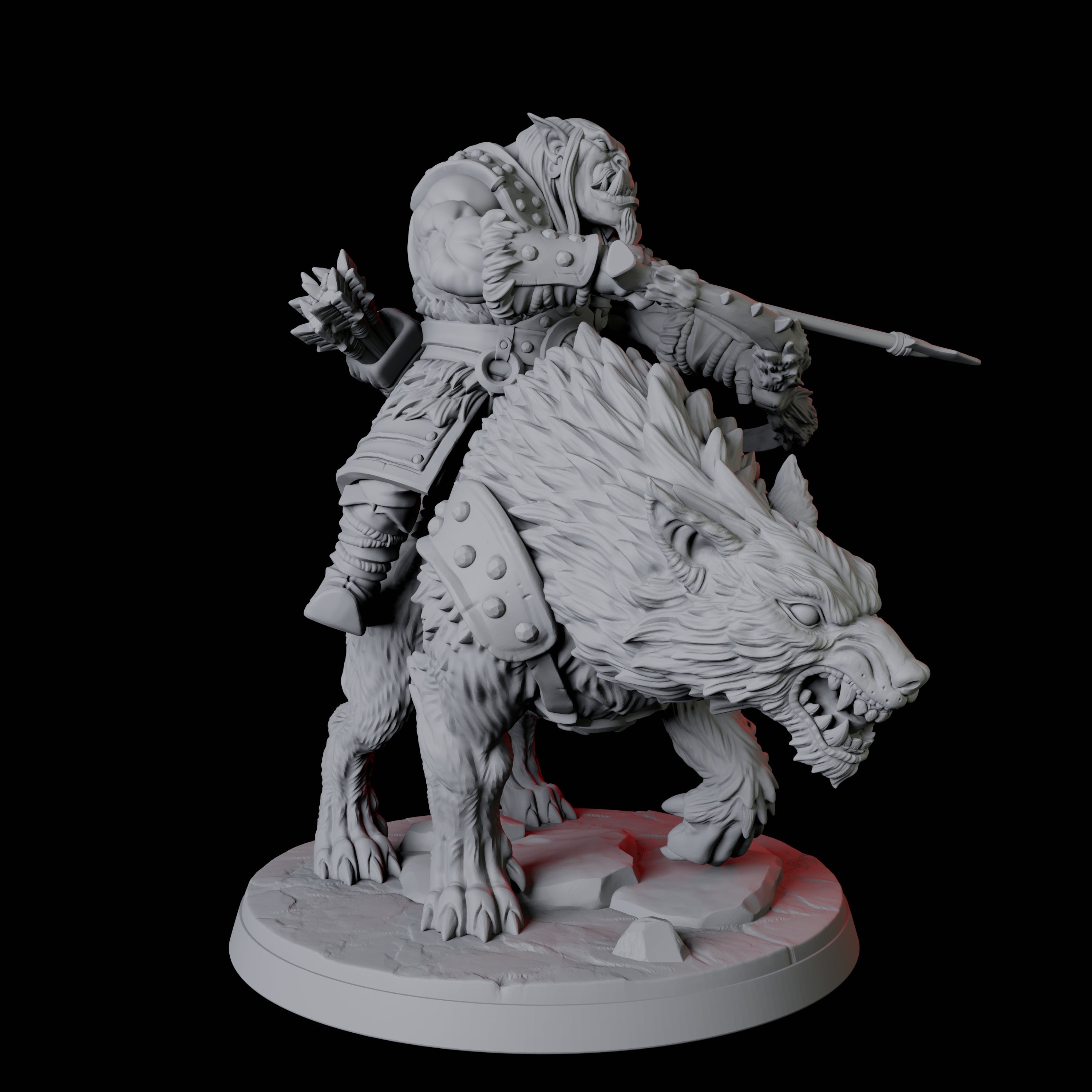 Mountain Orc on Wolf B Miniature for Dungeons and Dragons, Pathfinder or other TTRPGs