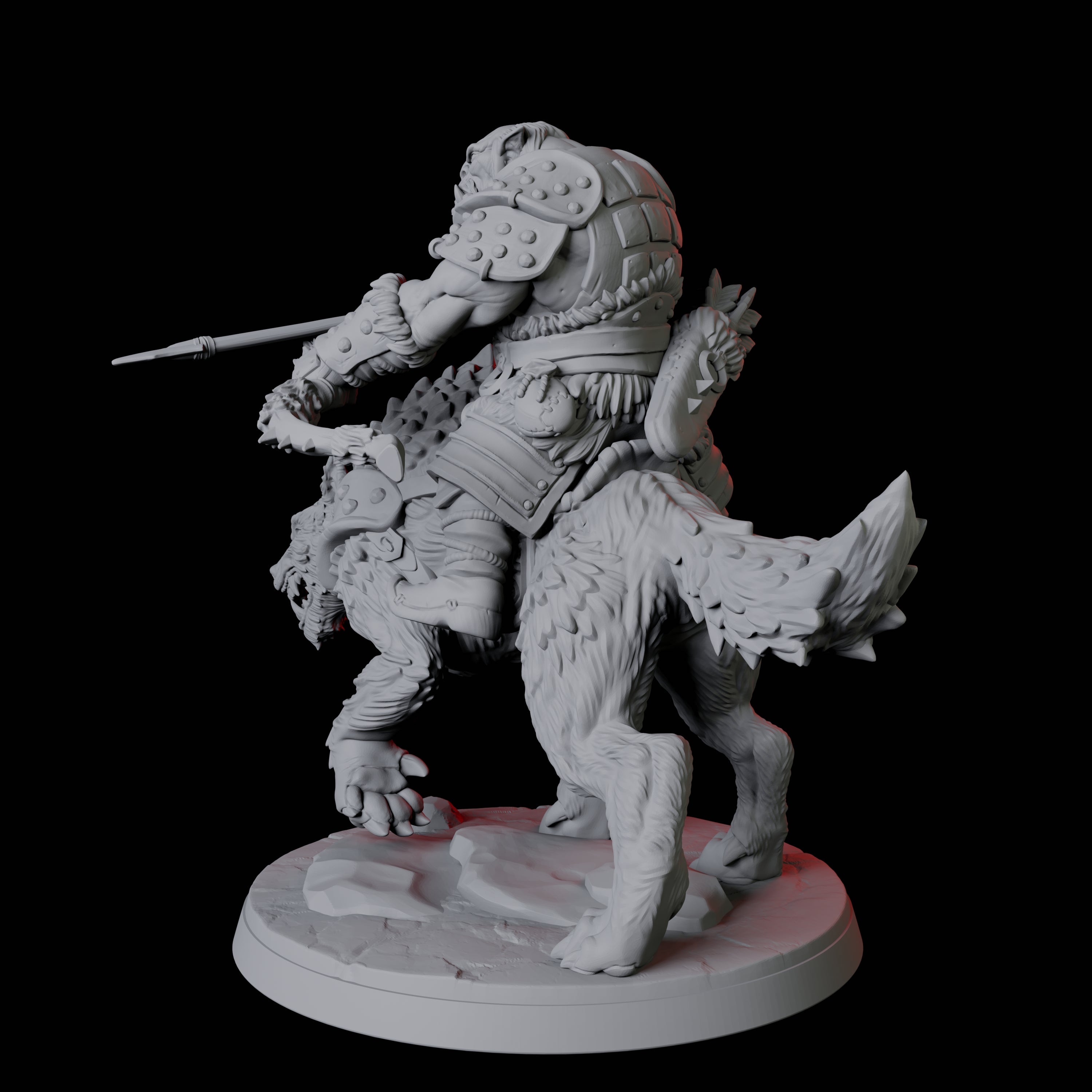 Mountain Orc on Wolf B Miniature for Dungeons and Dragons, Pathfinder or other TTRPGs