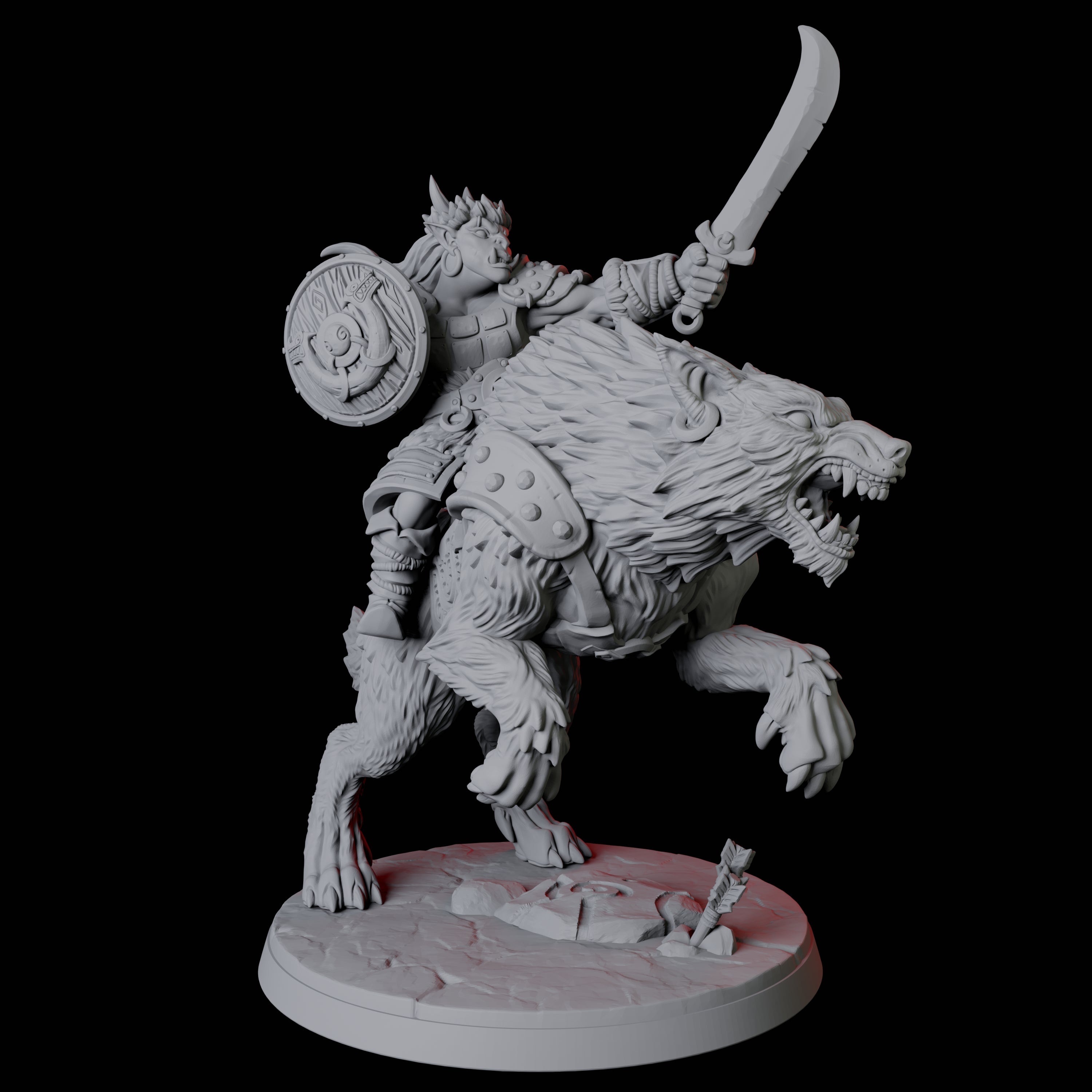 Mountain Orc on Wolf C Miniature for Dungeons and Dragons, Pathfinder or other TTRPGs