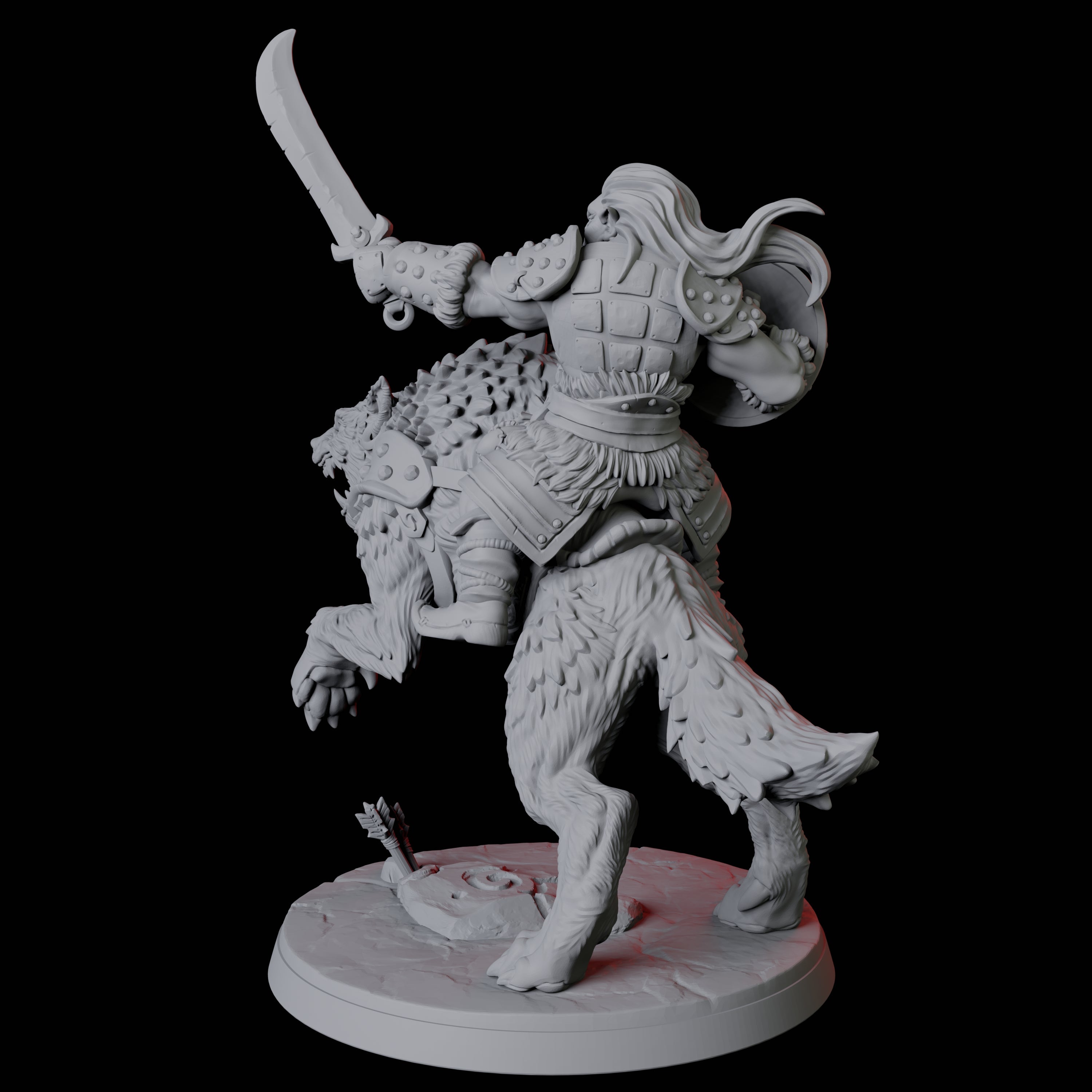 Mountain Orc on Wolf C Miniature for Dungeons and Dragons, Pathfinder or other TTRPGs