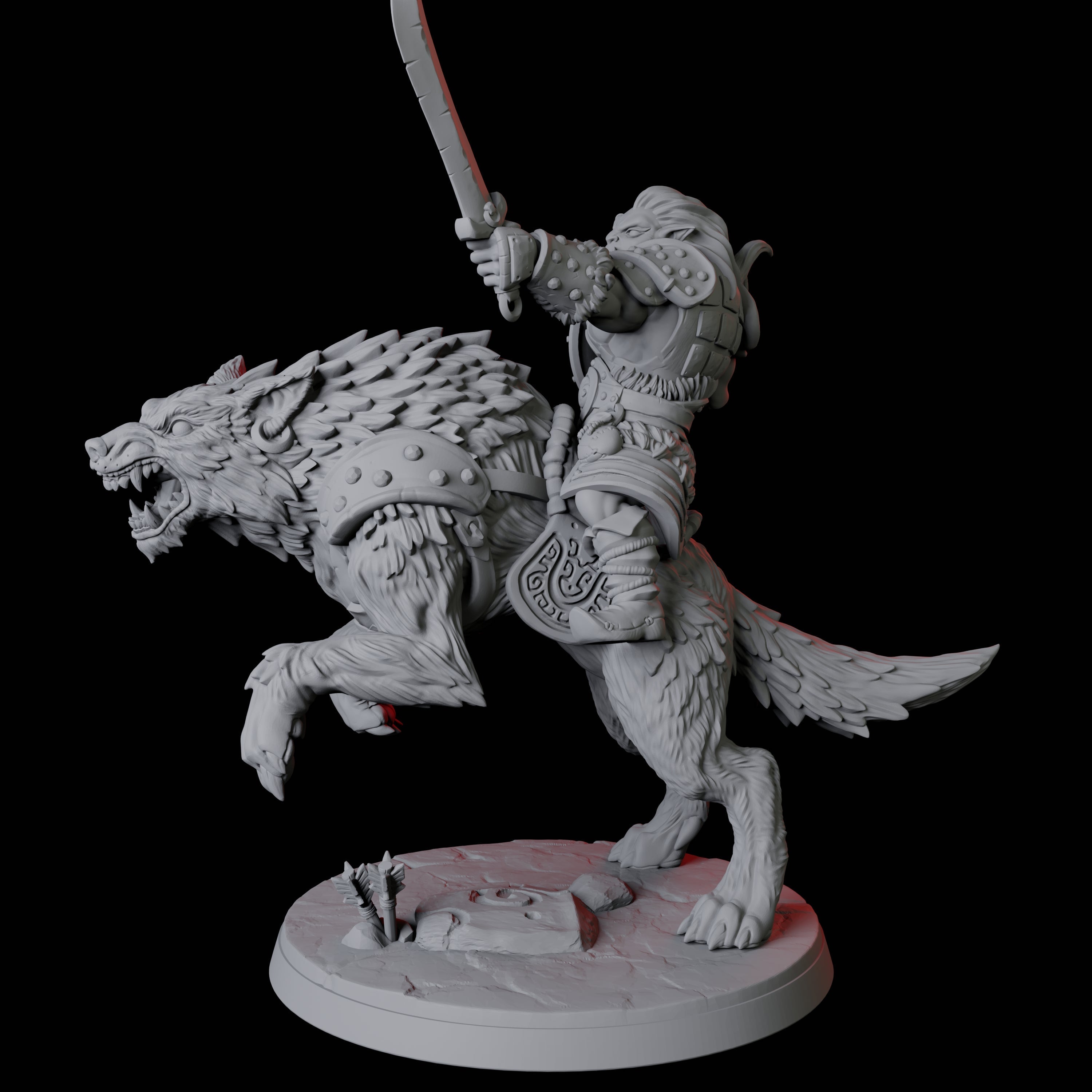 Mountain Orc on Wolf C Miniature for Dungeons and Dragons, Pathfinder or other TTRPGs