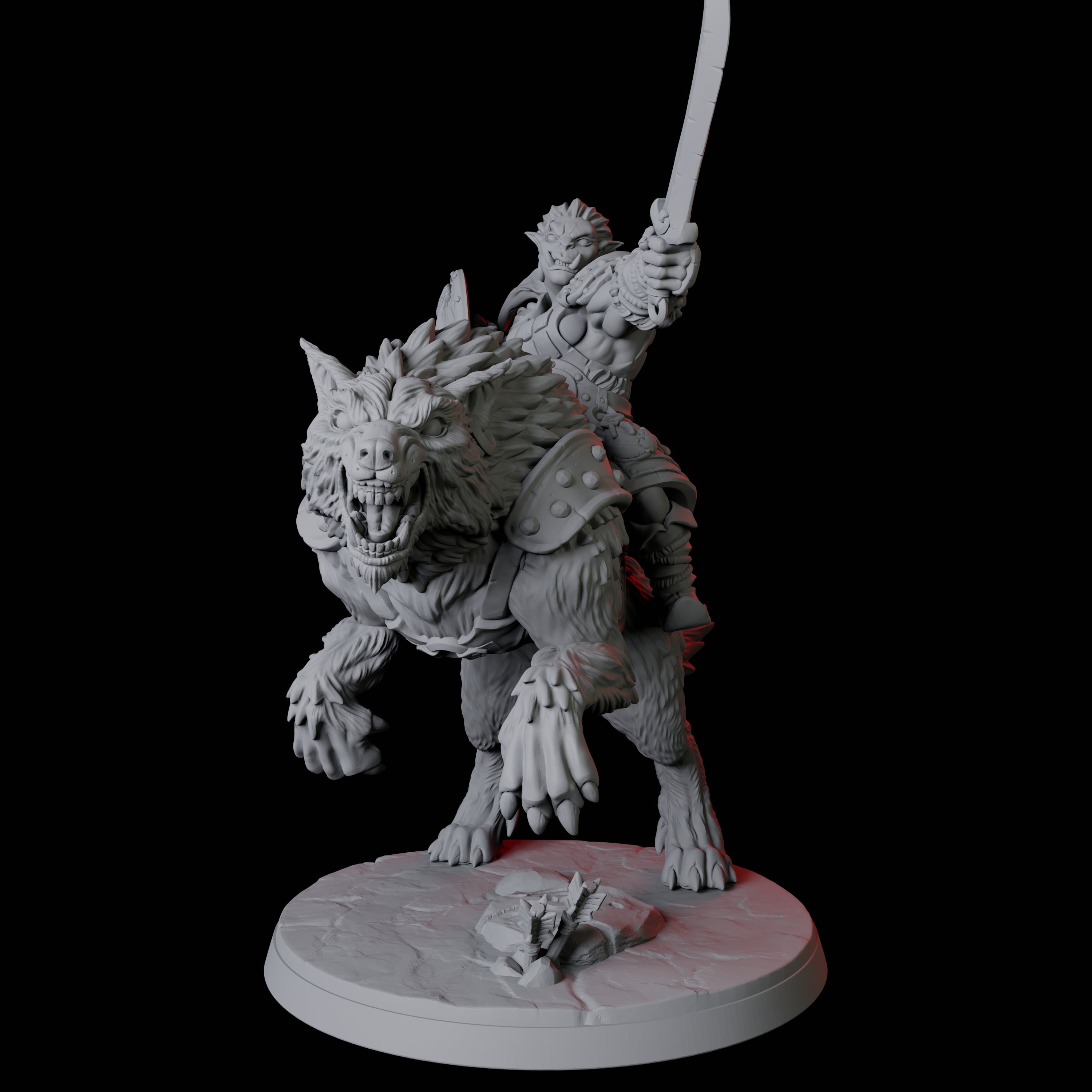 Mountain Orc on Wolf C Miniature for Dungeons and Dragons, Pathfinder or other TTRPGs