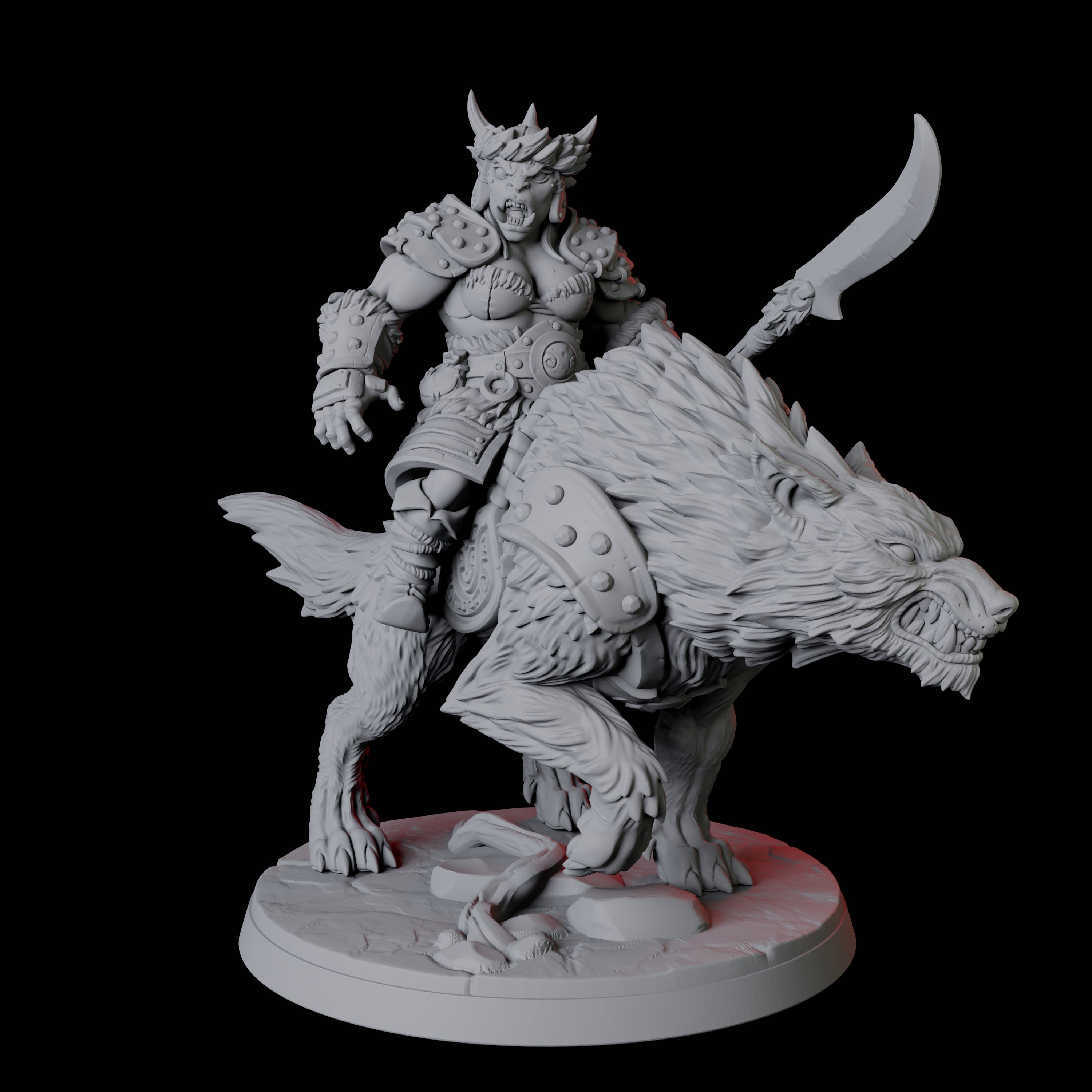 Mountain Orc on Wolf D Miniature for Dungeons and Dragons, Pathfinder or other TTRPGs