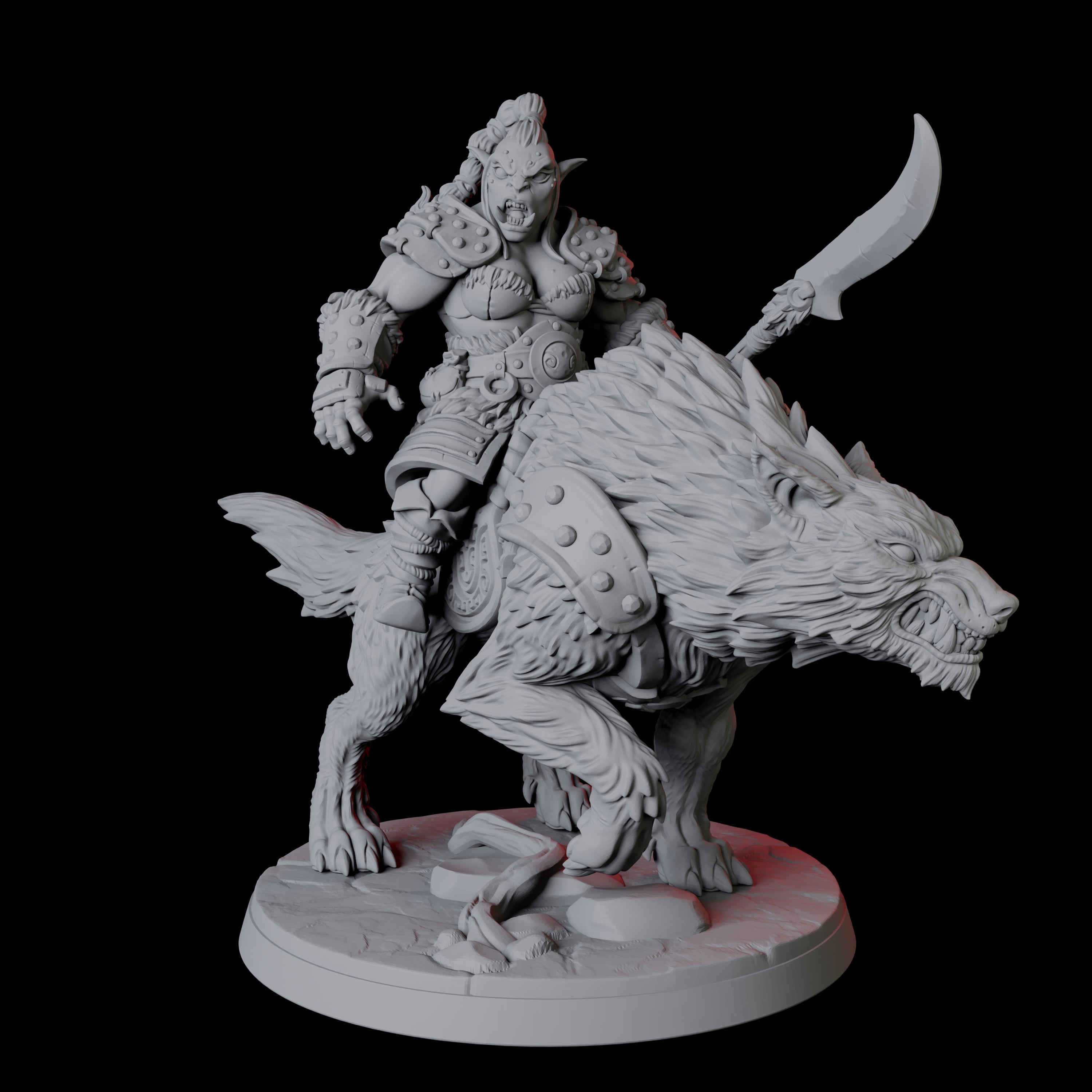 Mountain Orc on Wolf D Miniature for Dungeons and Dragons, Pathfinder or other TTRPGs