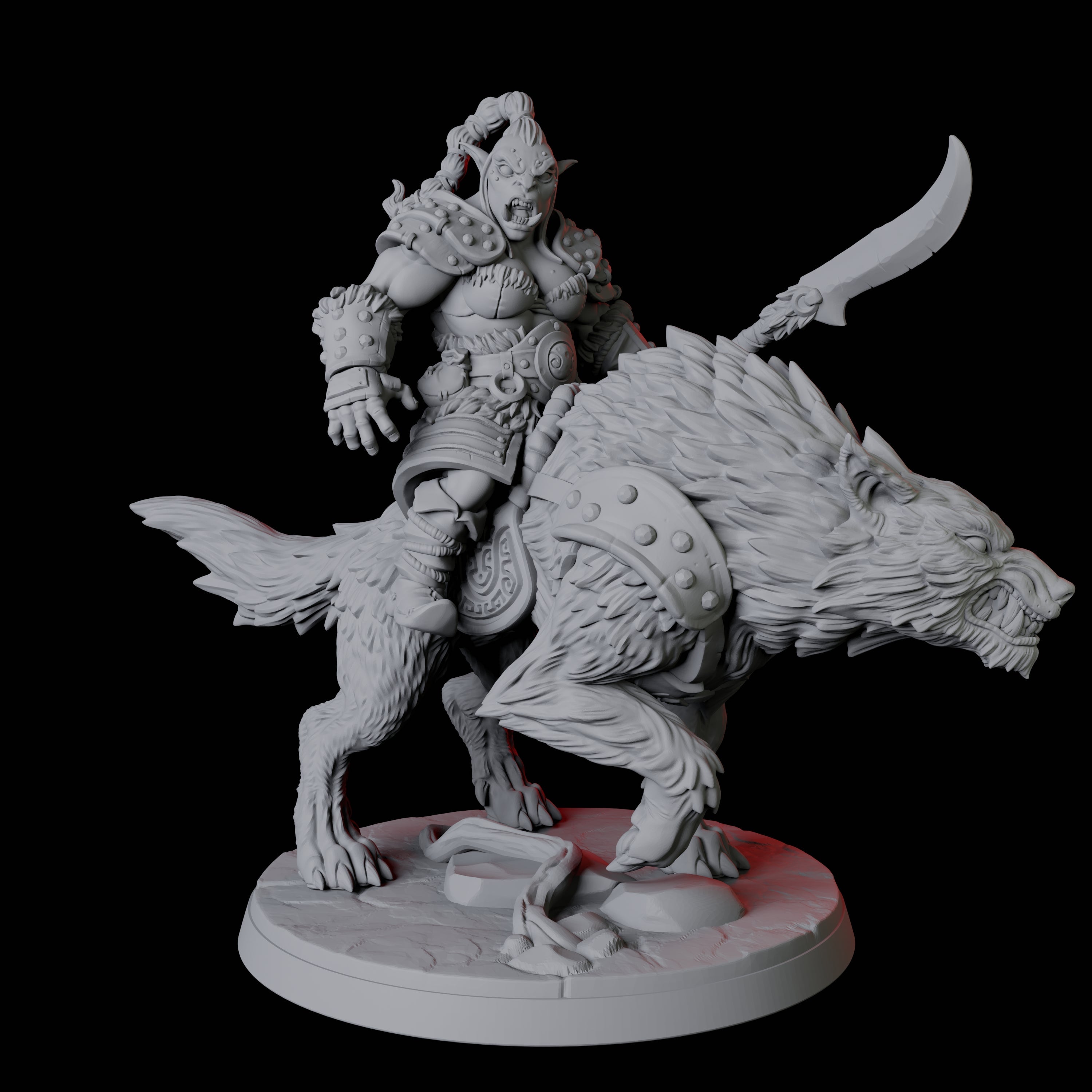 Mountain Orc on Wolf D Miniature for Dungeons and Dragons, Pathfinder or other TTRPGs