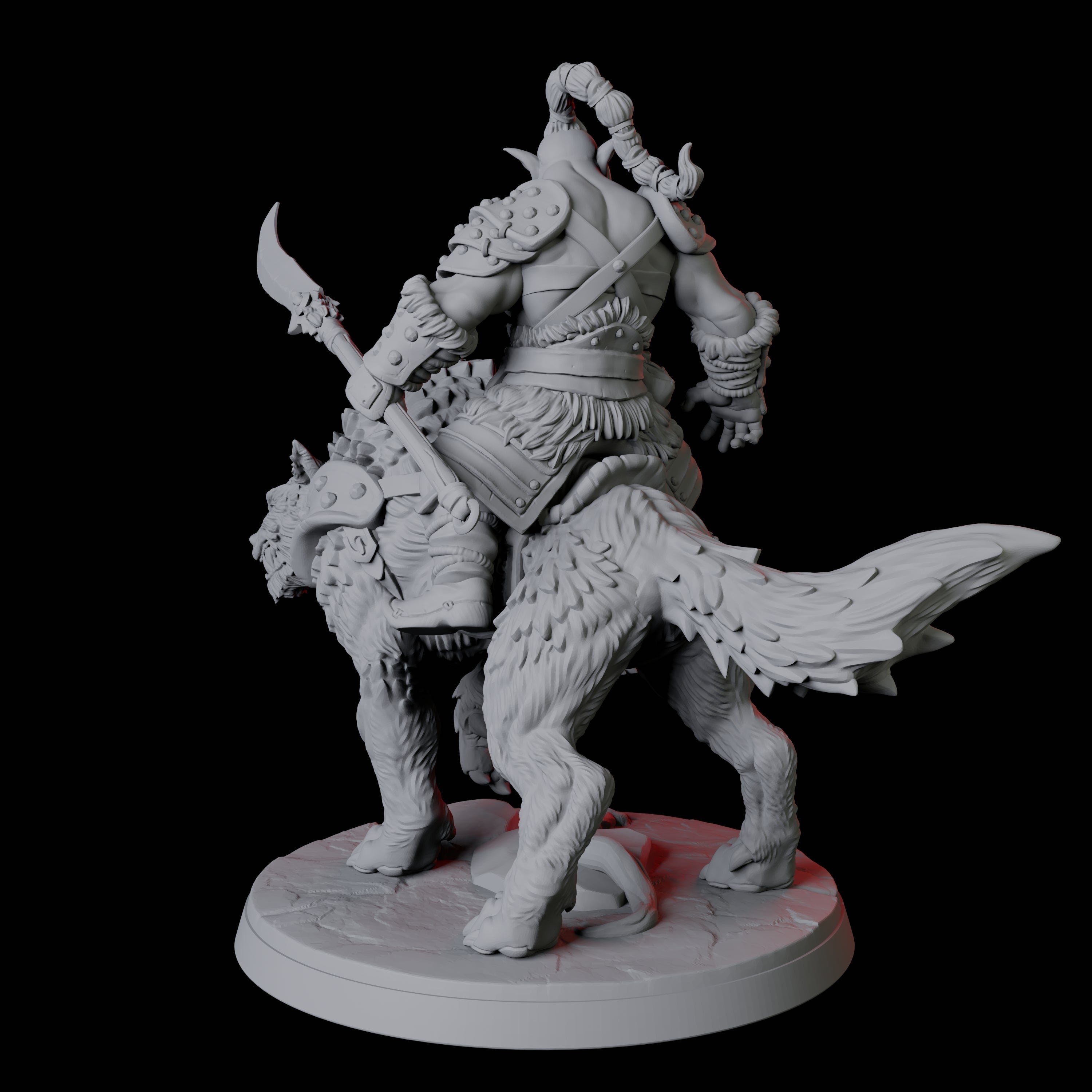 Mountain Orc on Wolf D Miniature for Dungeons and Dragons, Pathfinder or other TTRPGs