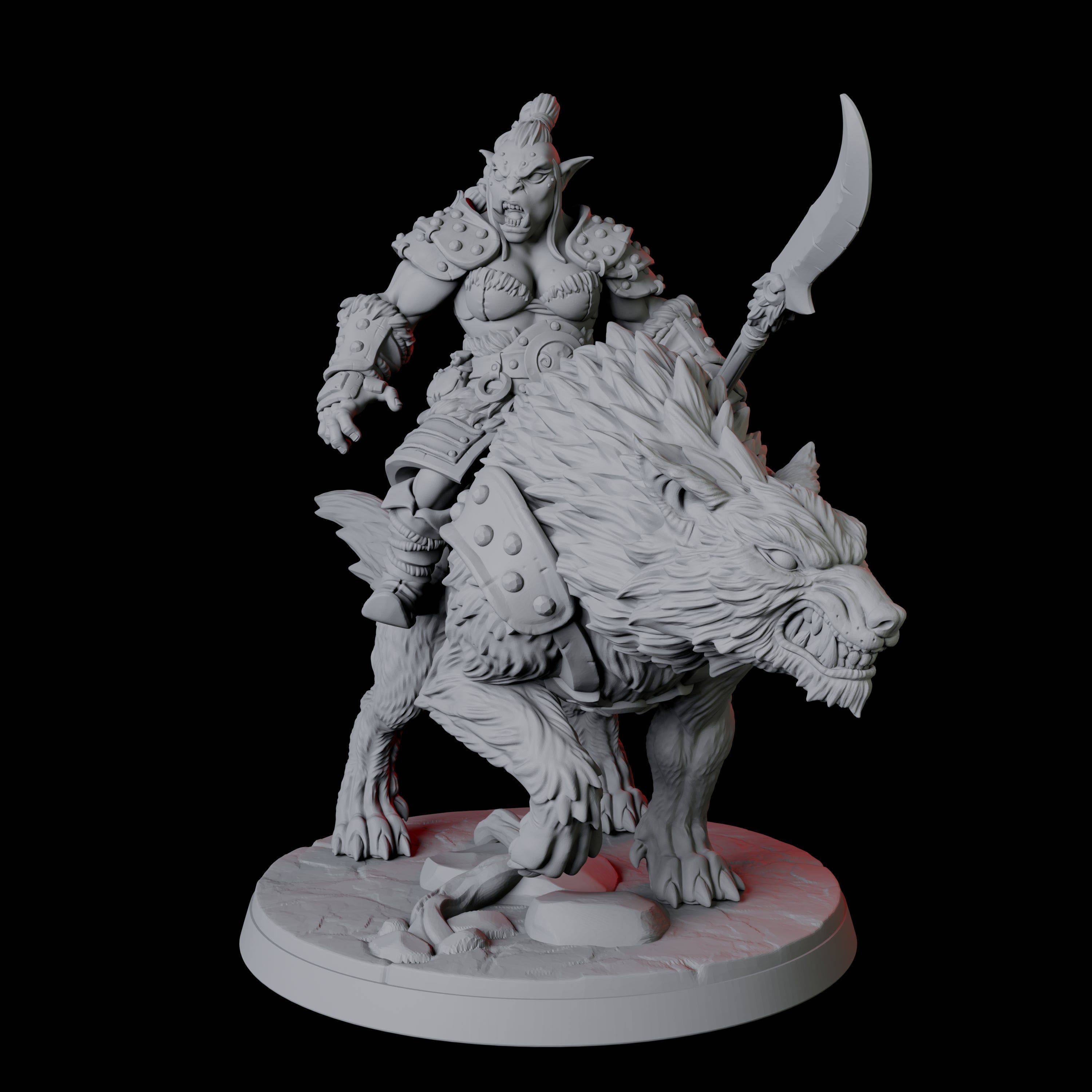 Mountain Orc on Wolf D Miniature for Dungeons and Dragons, Pathfinder or other TTRPGs