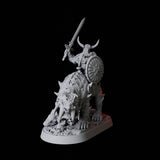 Mounted Barbarian Warrior Miniature for Dungeons and Dragons, Pathfinder or other TTRPGs