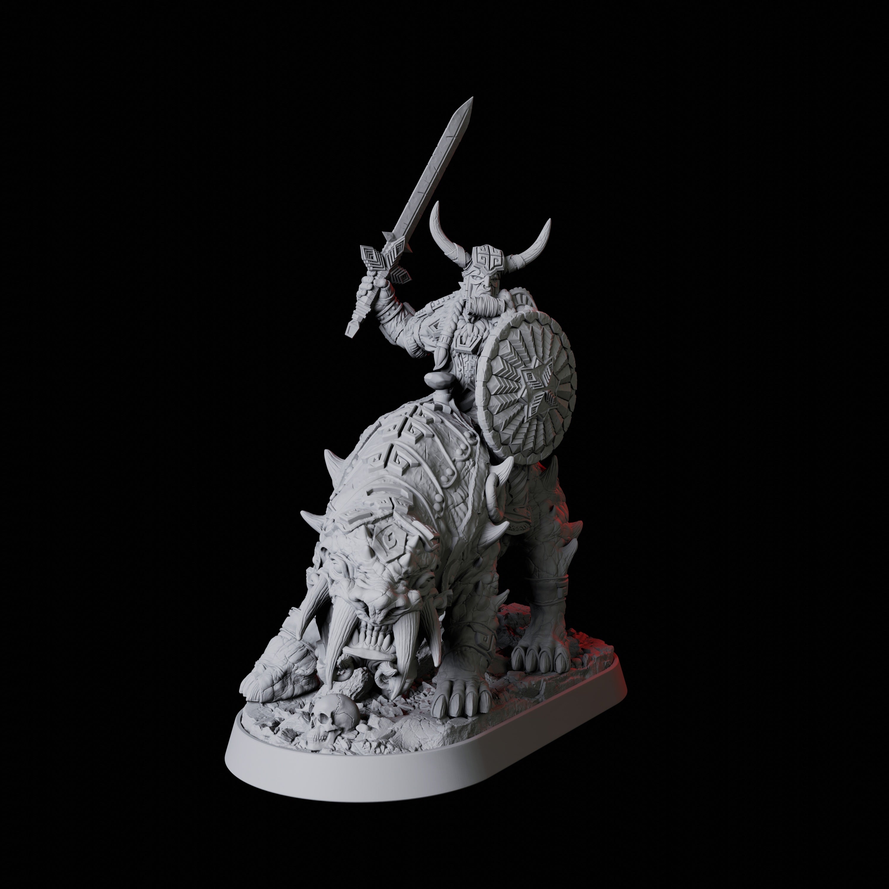 Mounted Barbarian Warrior Miniature for Dungeons and Dragons