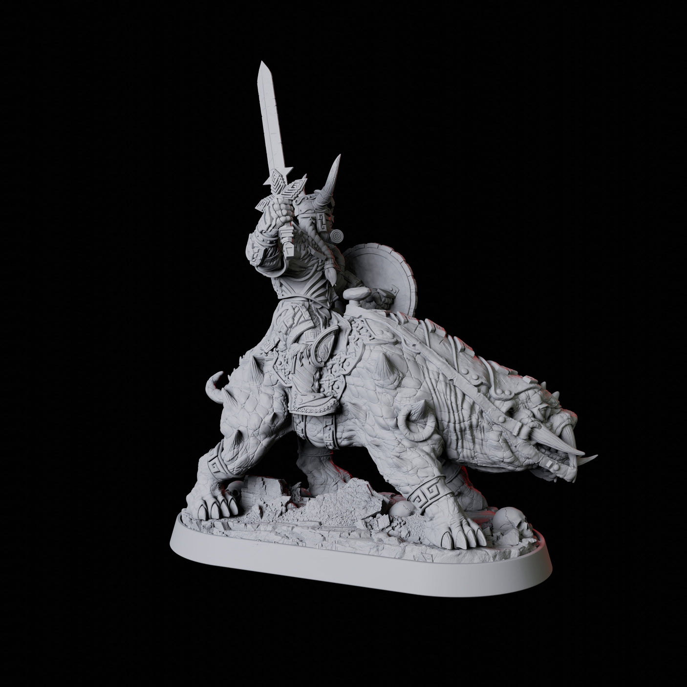 Mounted Barbarian Warrior Miniature for Dungeons and Dragons, Pathfinder or other TTRPGs