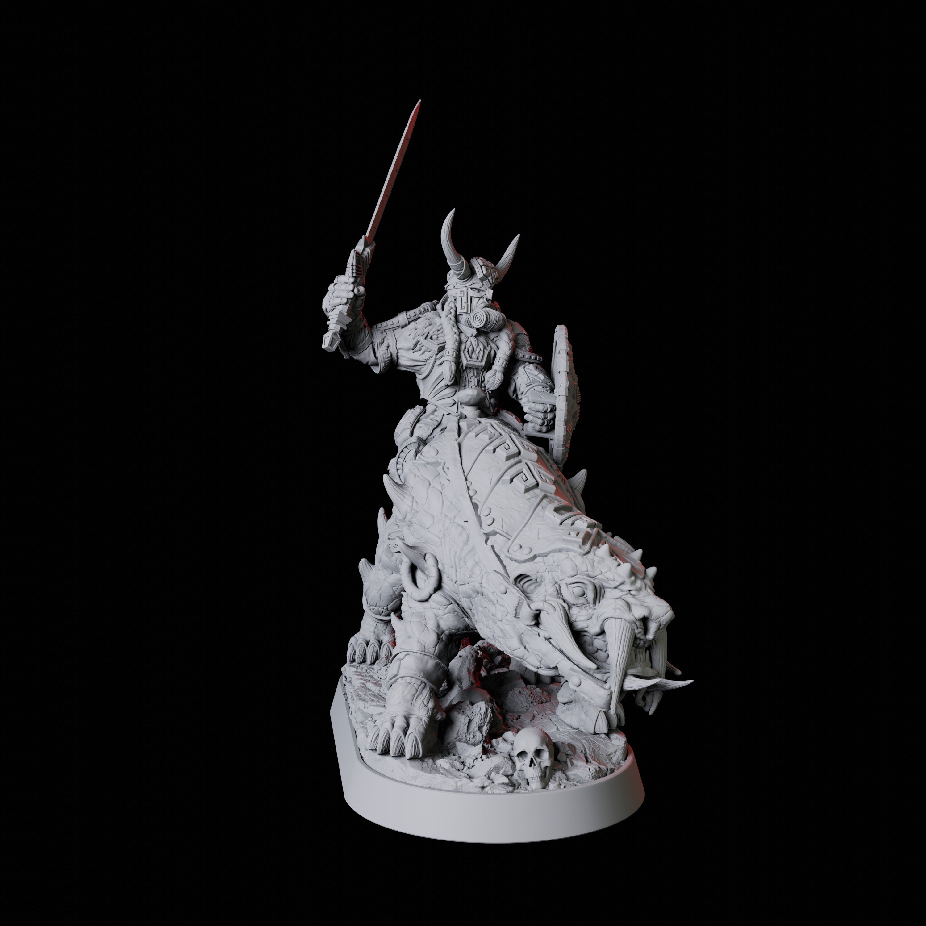 Mounted Barbarian Warrior Miniature for Dungeons and Dragons