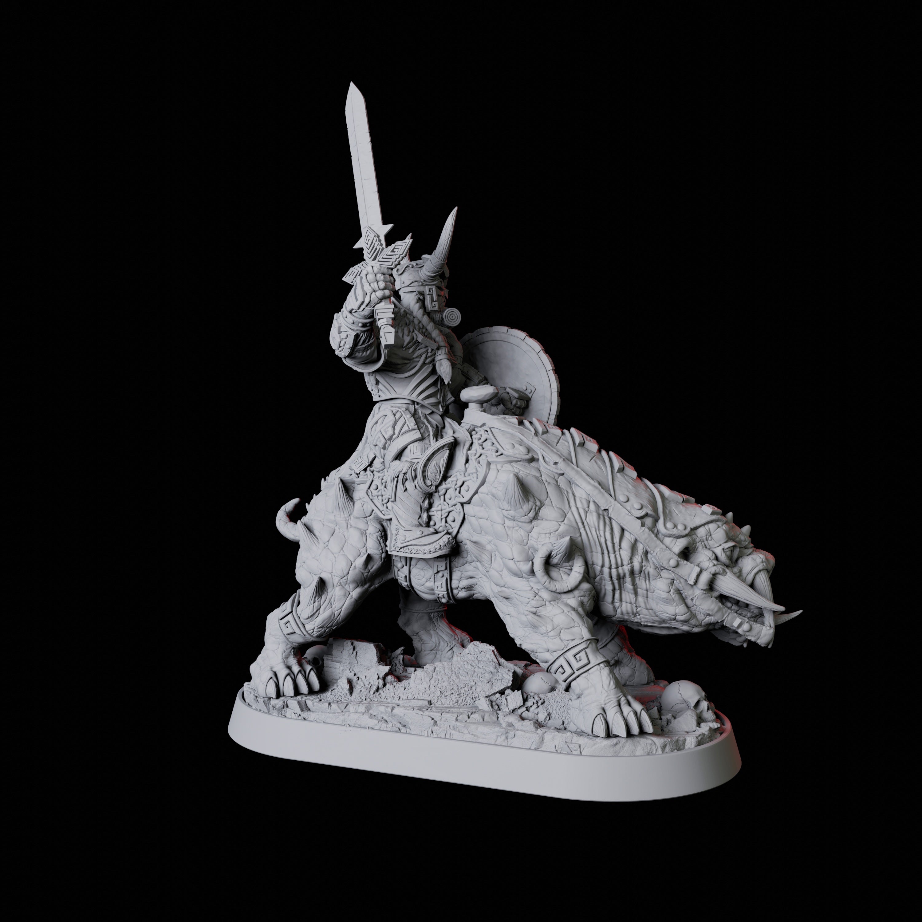 Mounted Barbarian Warrior Miniature for Dungeons and Dragons