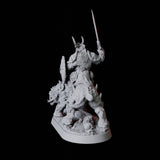 Mounted Barbarian Warrior Miniature for Dungeons and Dragons, Pathfinder or other TTRPGs