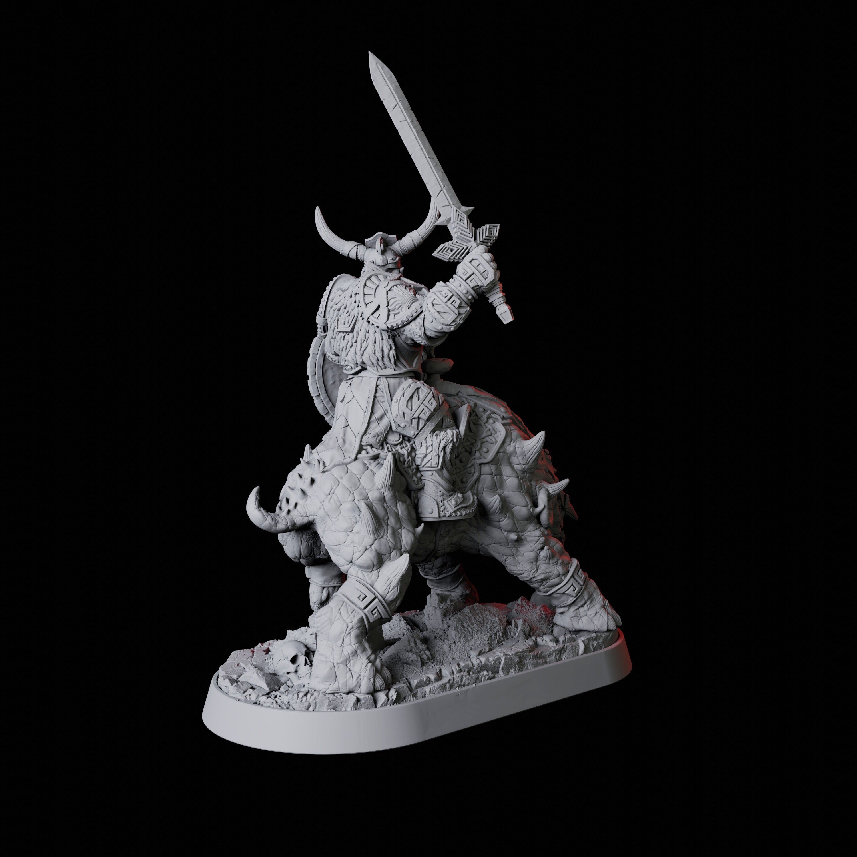 Mounted Barbarian Warrior Miniature for Dungeons and Dragons