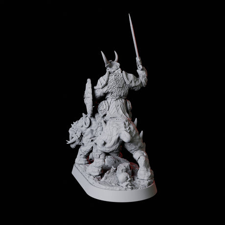 Mounted Barbarian Warrior Miniature for Dungeons and Dragons, Pathfinder or other TTRPGs