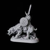 Mounted Barbarian Warrior Miniature for Dungeons and Dragons, Pathfinder or other TTRPGs