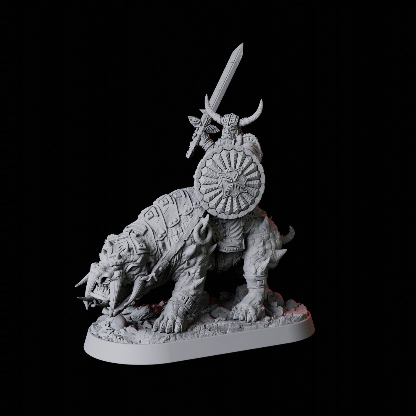 Mounted Barbarian Warrior Miniature for Dungeons and Dragons, Pathfinder or other TTRPGs