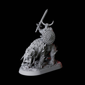 Mounted Barbarian Warrior Miniature for Dungeons and Dragons, Pathfinder or other TTRPGs