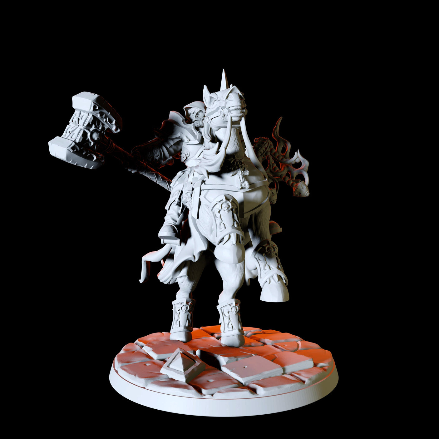 Mounted Paladin Knight Type A Miniature for Dungeons and Dragons, Pathfinder or other TTRPGs