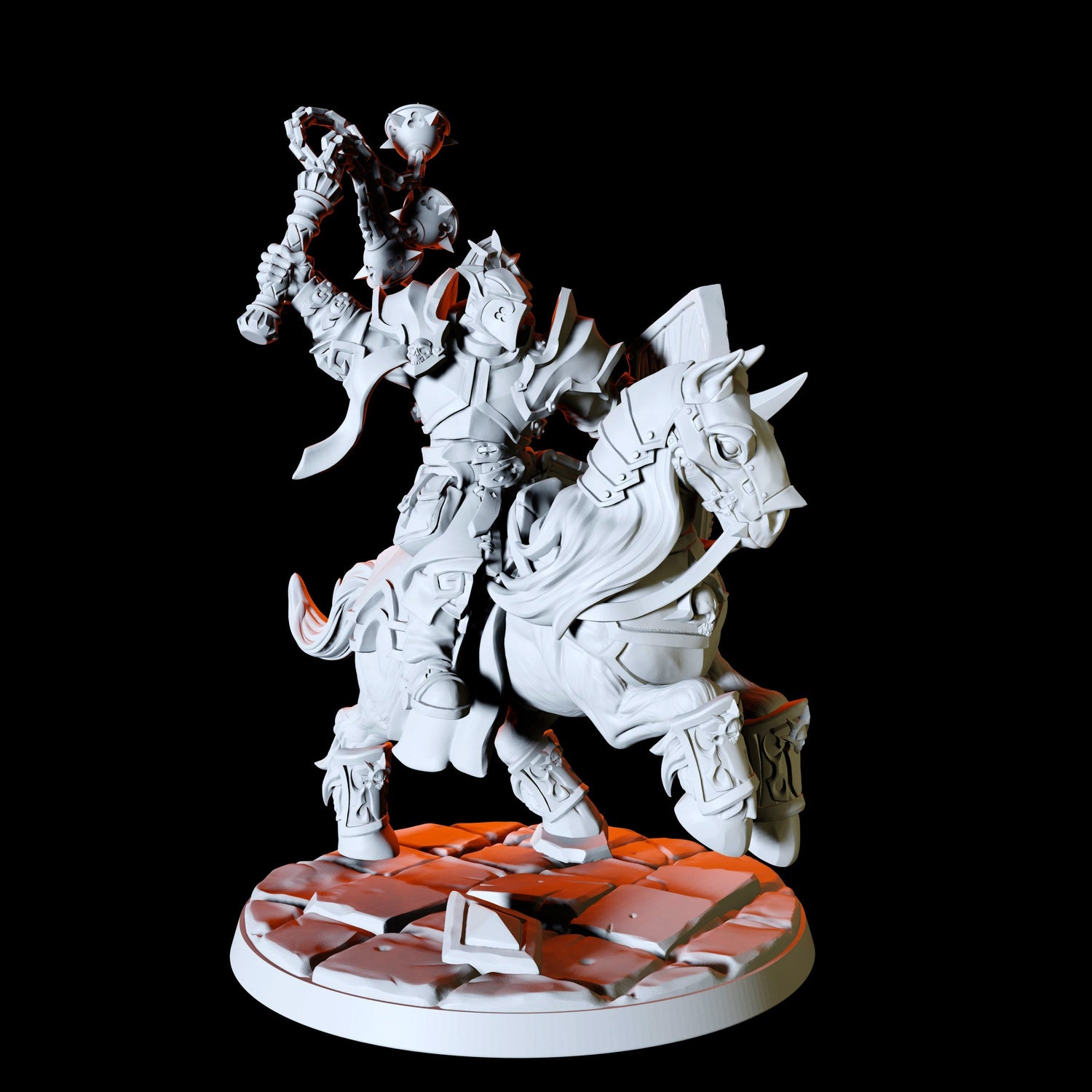 Mounted Paladin Knight Type C Miniature for Dungeons and Dragons, Pathfinder or other TTRPGs