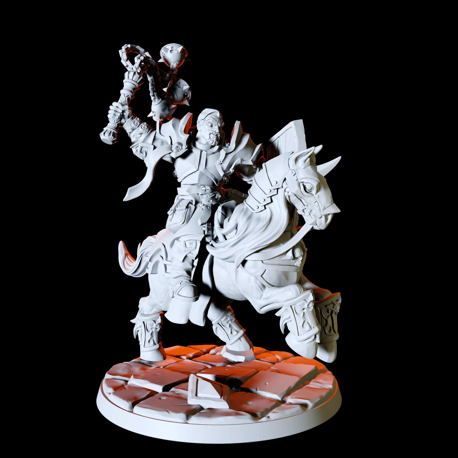 Mounted Paladin Knight Type C Miniature for Dungeons and Dragons, Pathfinder or other TTRPGs