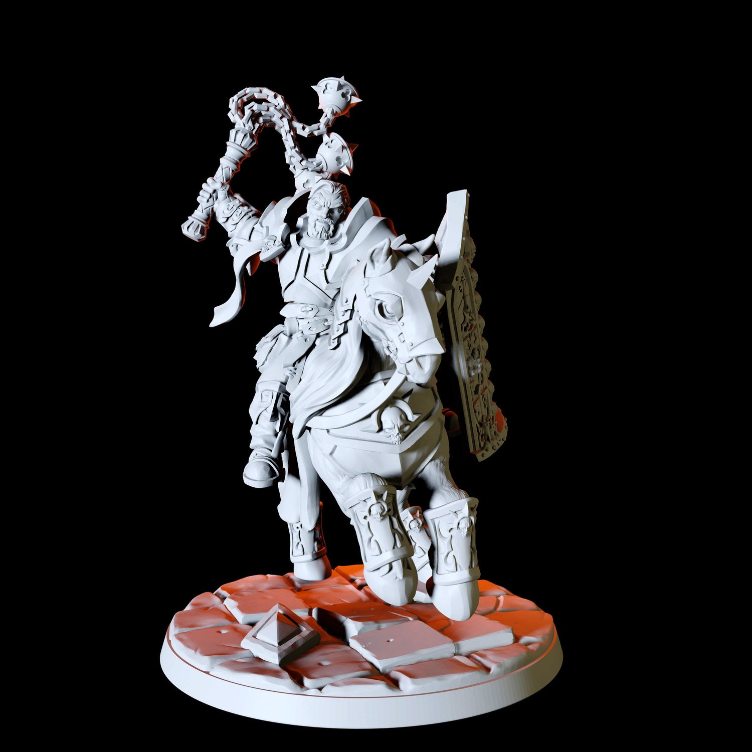 Mounted Paladin Knight Type C Miniature for Dungeons and Dragons, Pathfinder or other TTRPGs