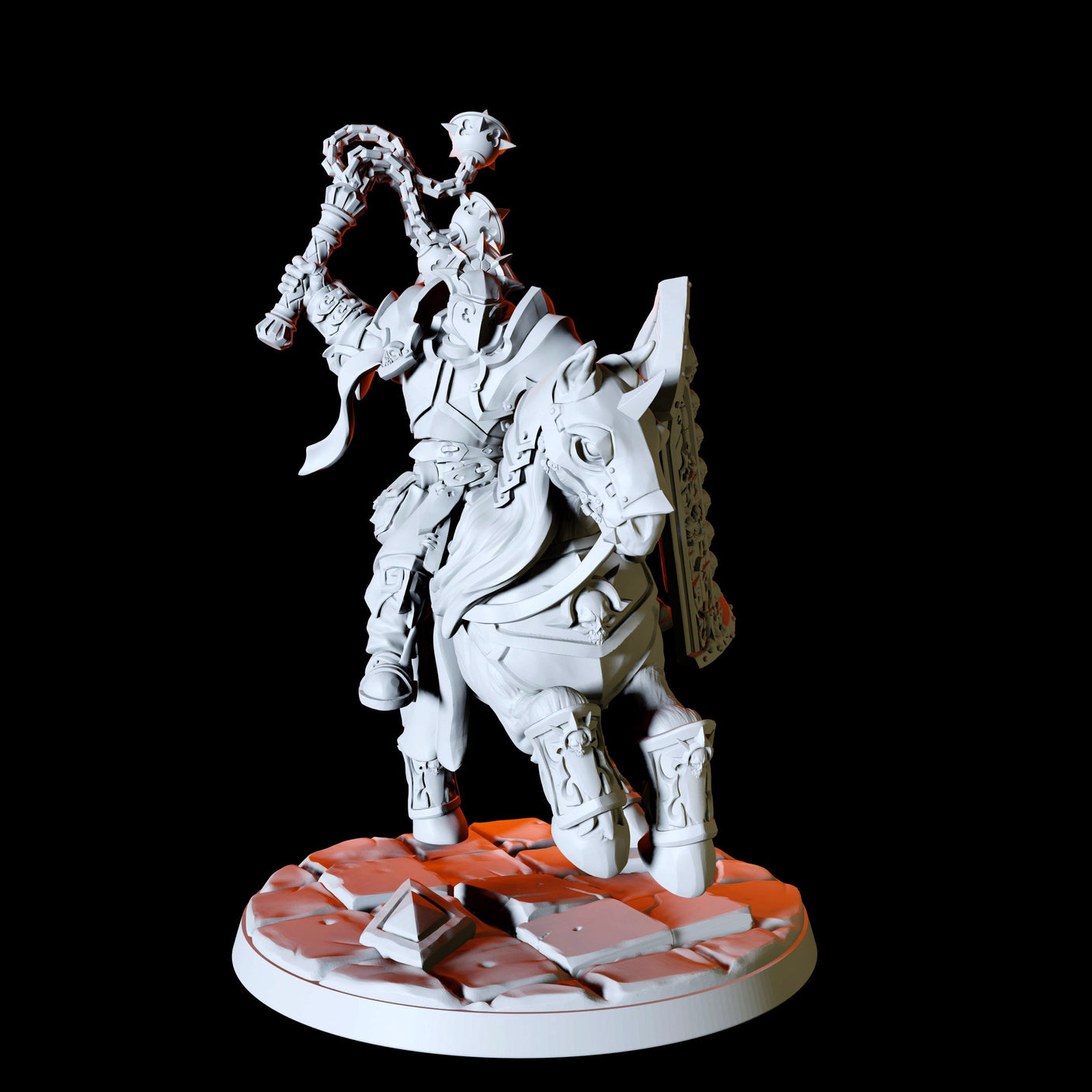 Mounted Paladin Knight Type C Miniature for Dungeons and Dragons, Pathfinder or other TTRPGs