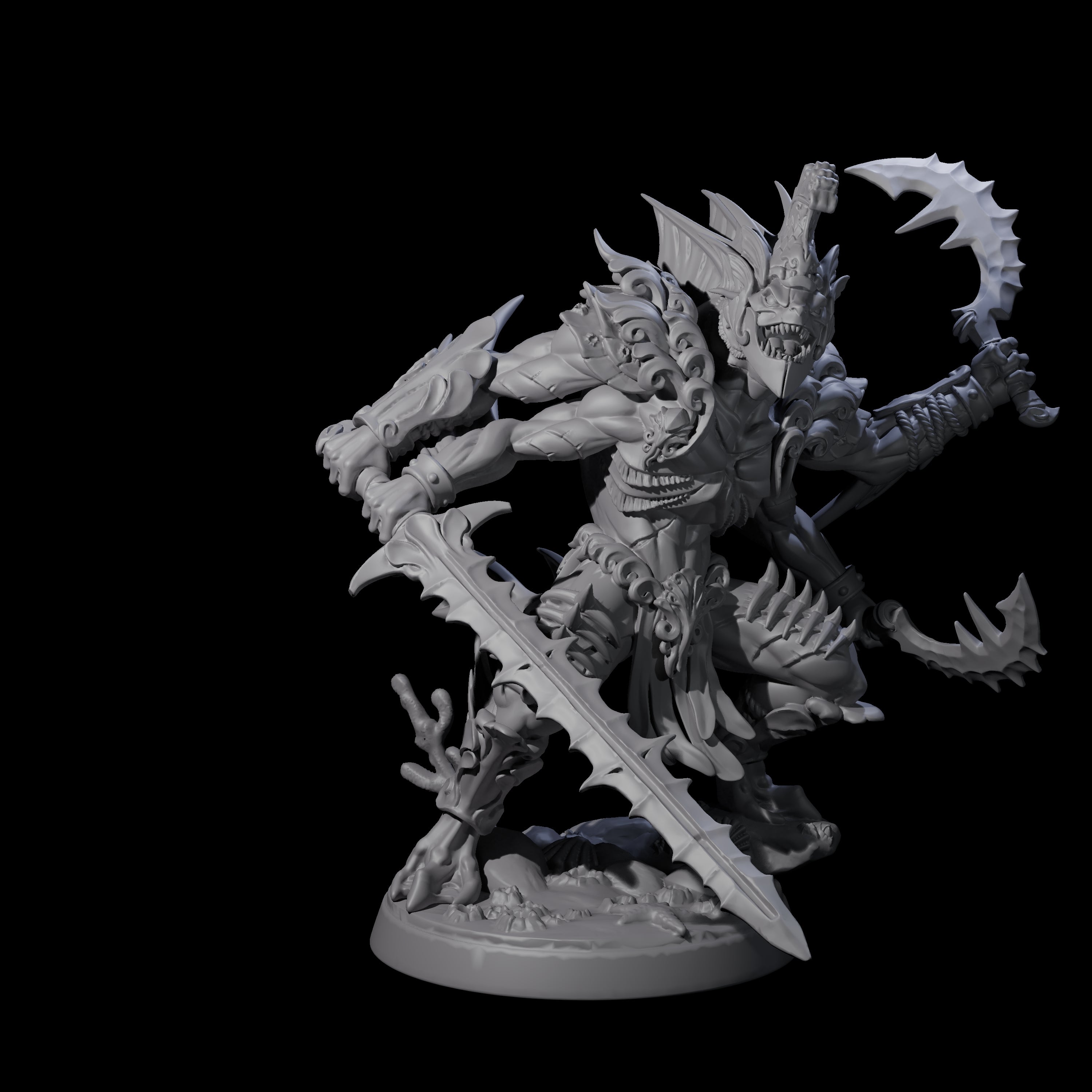 Multi-Armed Sahuagin Warrior Miniature for Dungeons and Dragons, Pathfinder or other TTRPGs