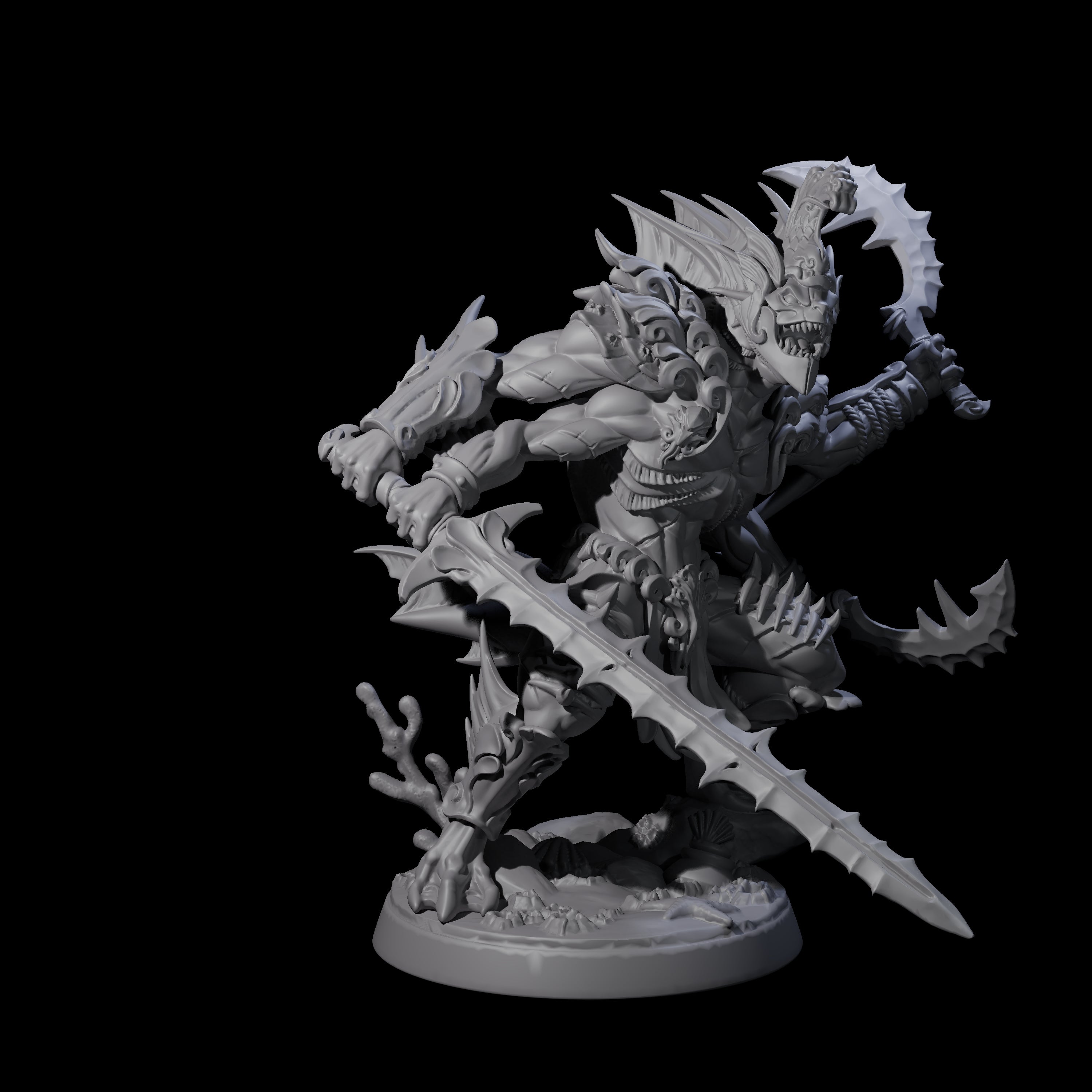 Multi-Armed Sahuagin Warrior Miniature for Dungeons and Dragons, Pathfinder or other TTRPGs